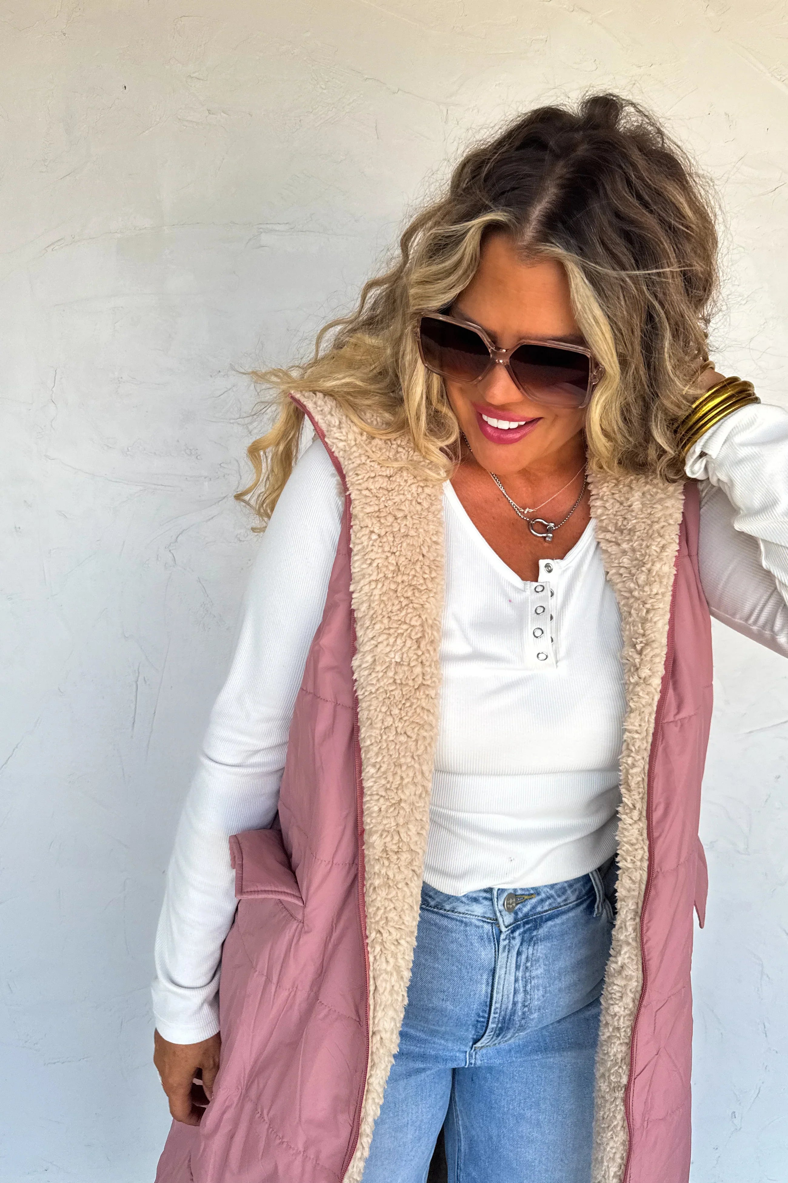 Reversible Sherpa Puffer Vest