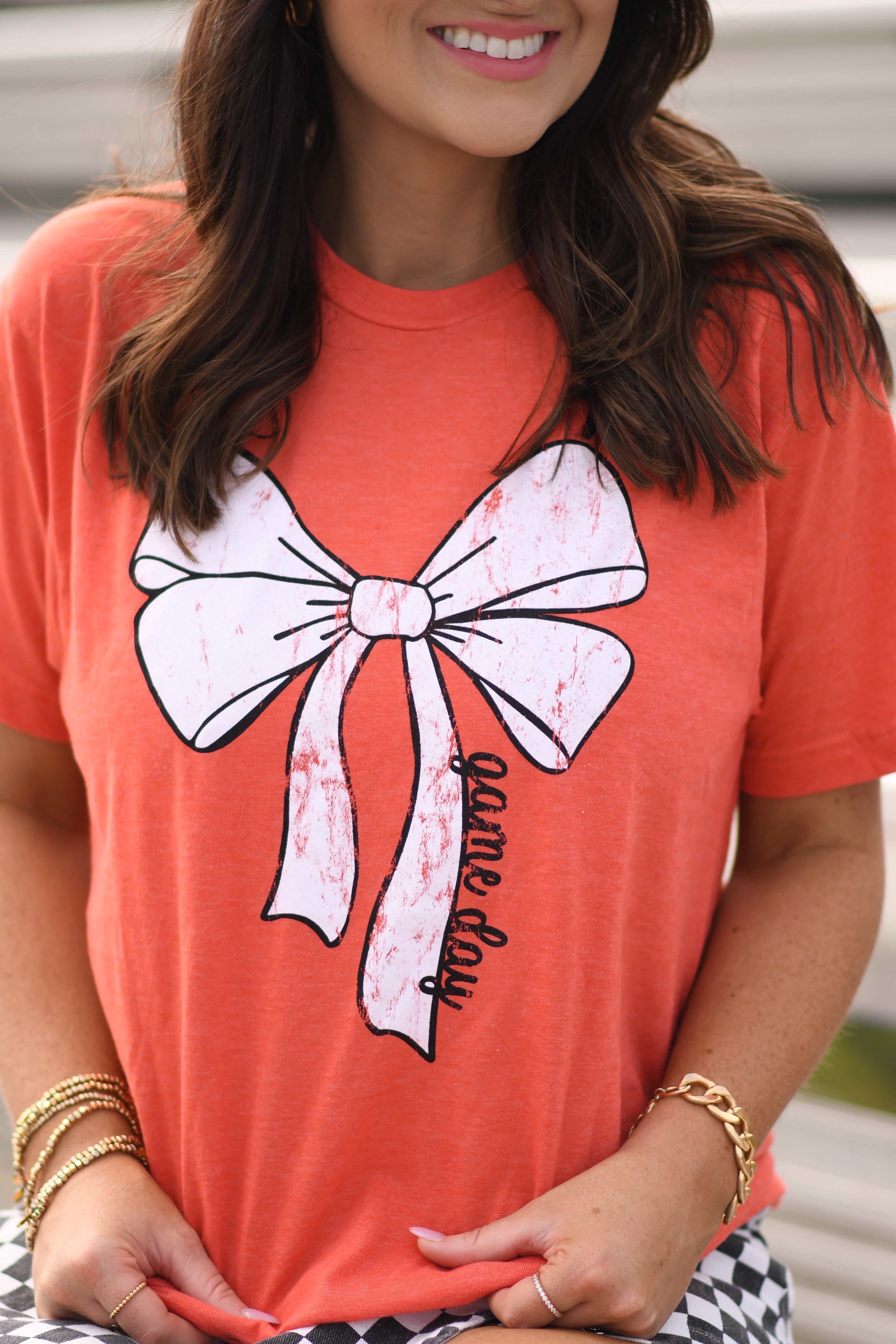 Orange Game Day Bow Tee