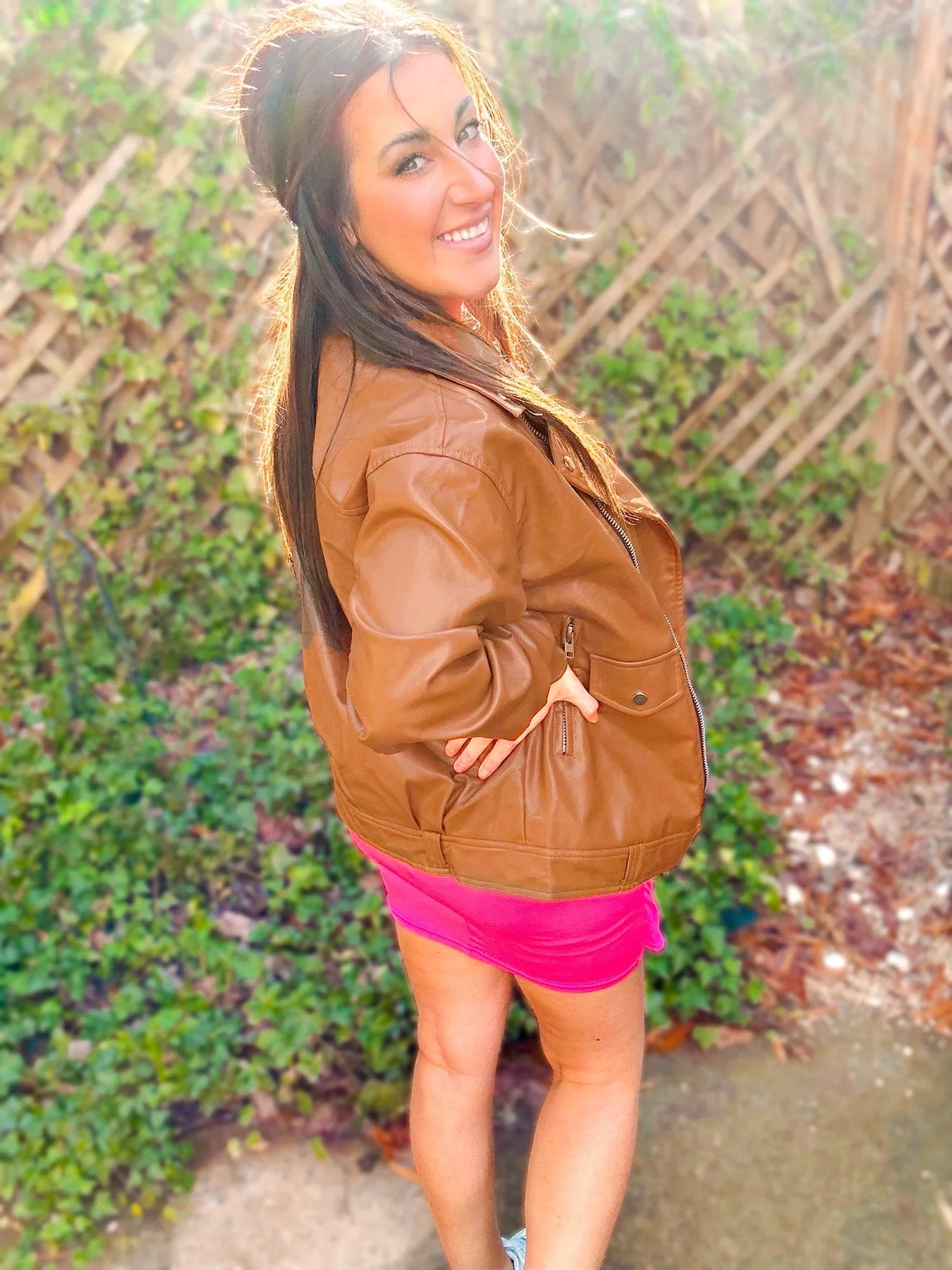 Ollie Oversized Vegan Leather Biker Jacket - Girl Code Couture