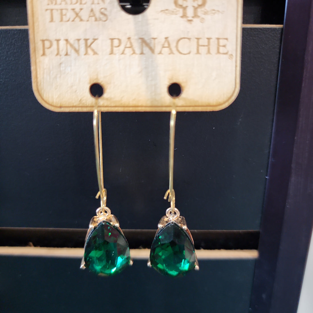 Pink Panache Large Gold/Green Oval Earrings