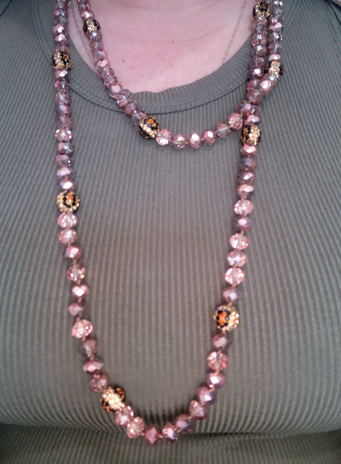 Rose Gold Leopard Beaded Necklace