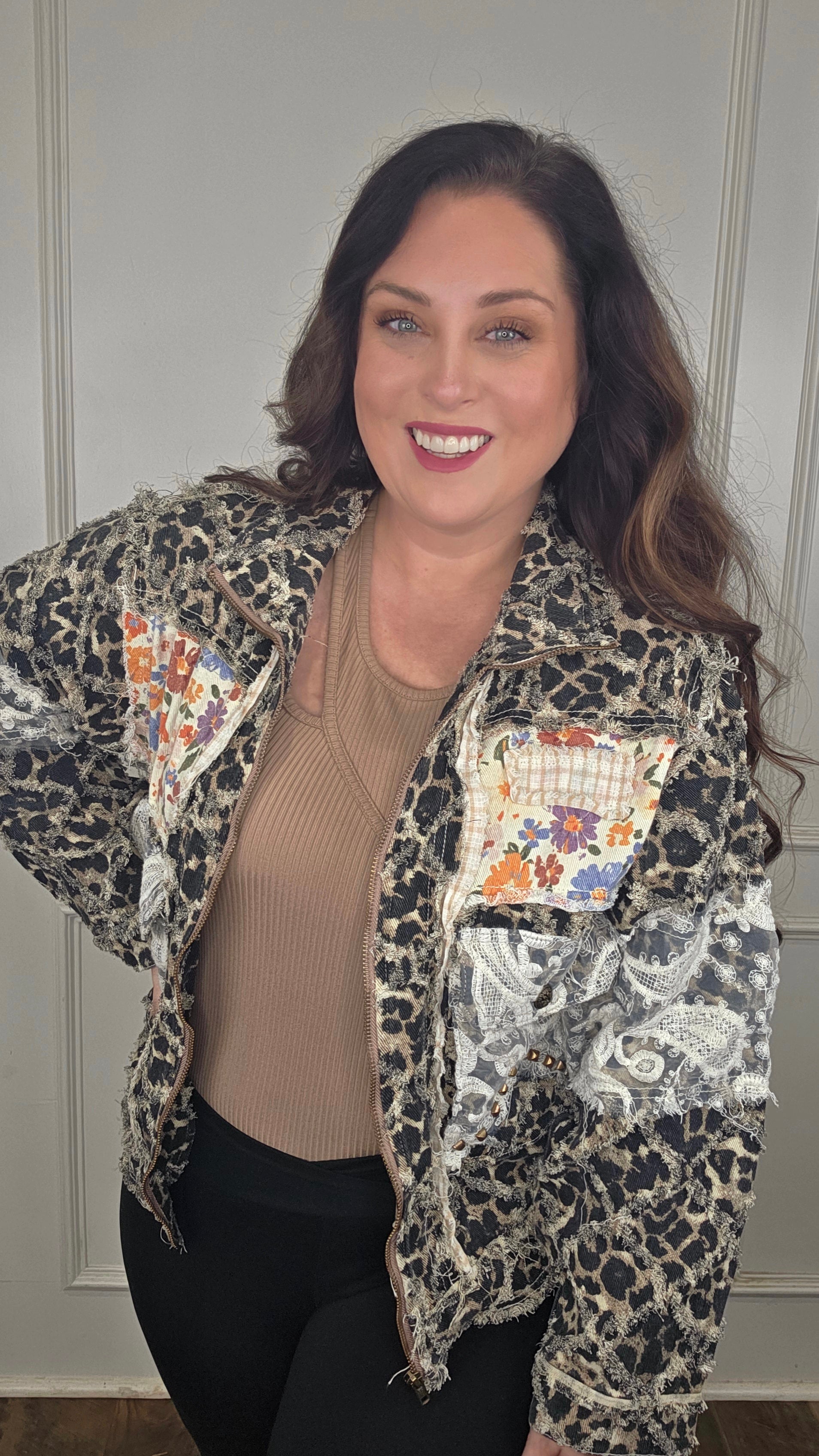 POL Lace and Leopard Jacket