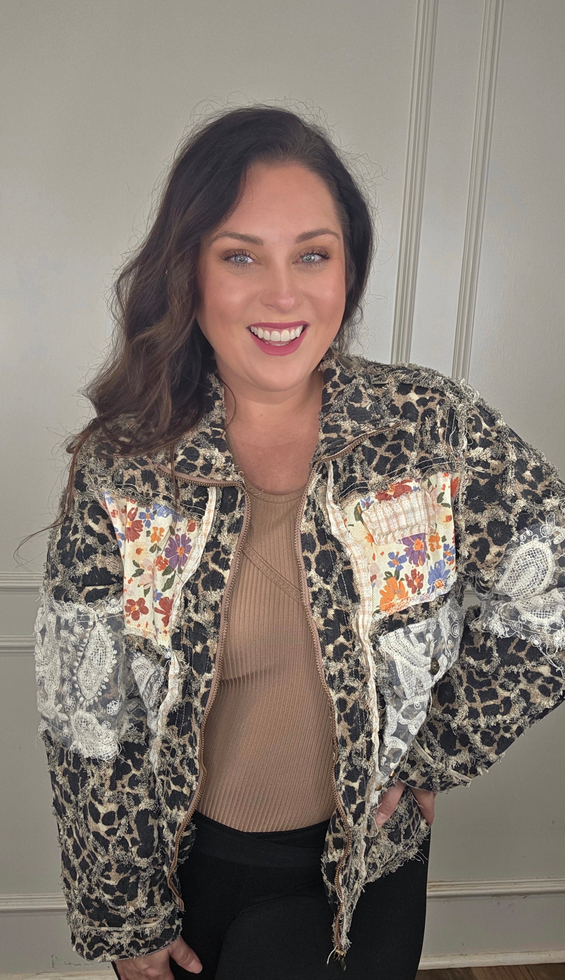 POL Lace and Leopard Jacket