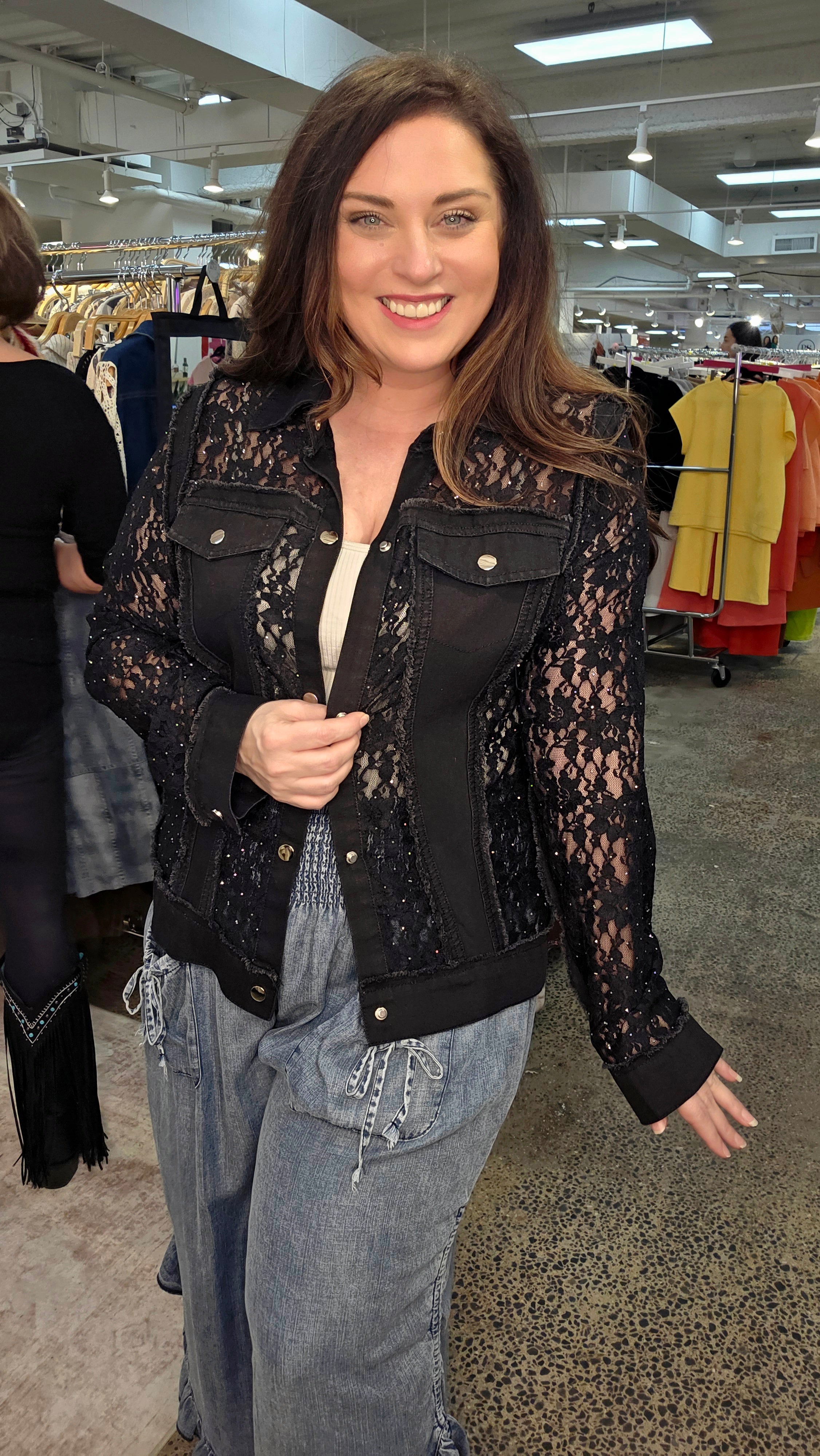 Midnight Sparkle Black Lace Jacket
