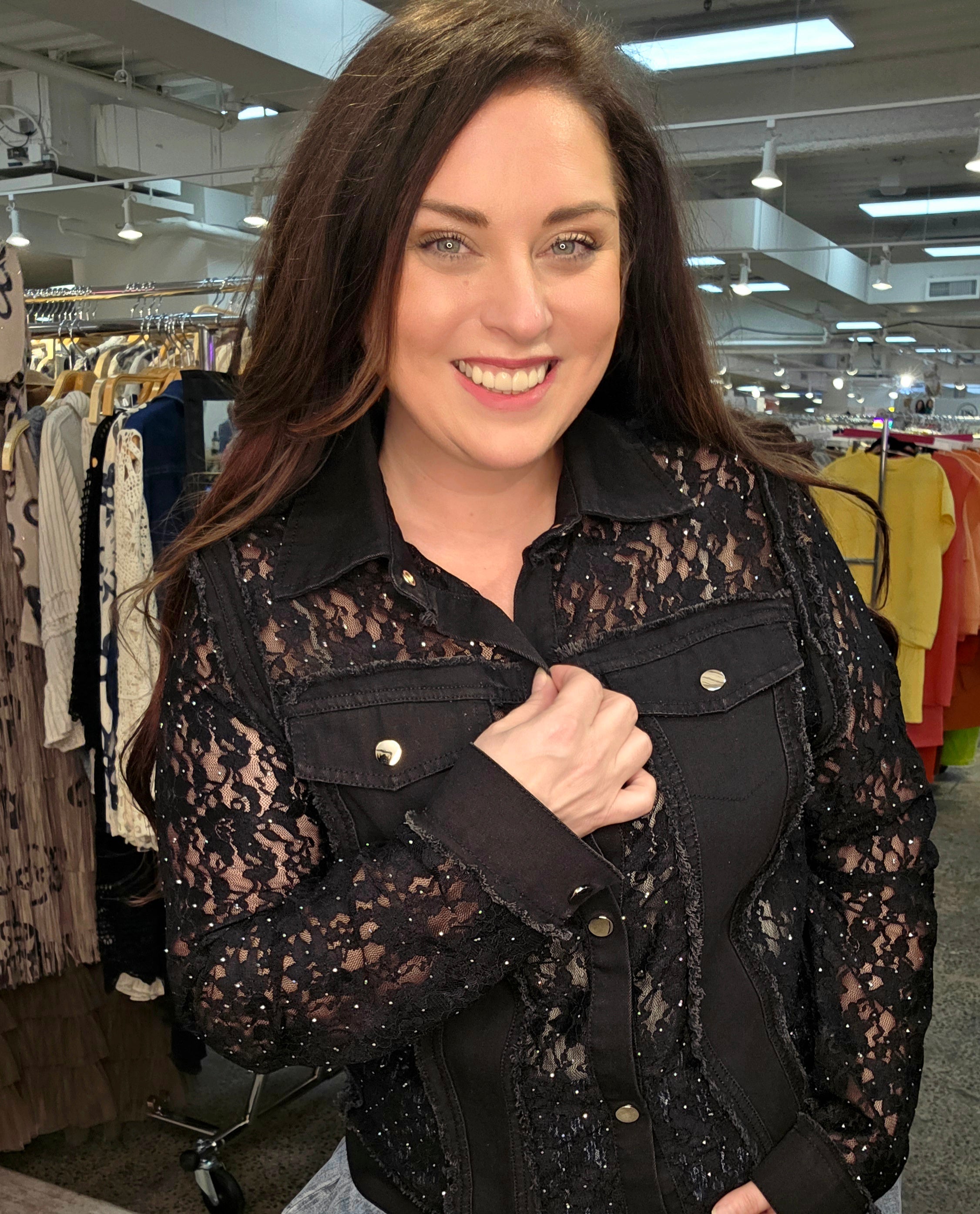 Midnight Sparkle Black Lace Jacket