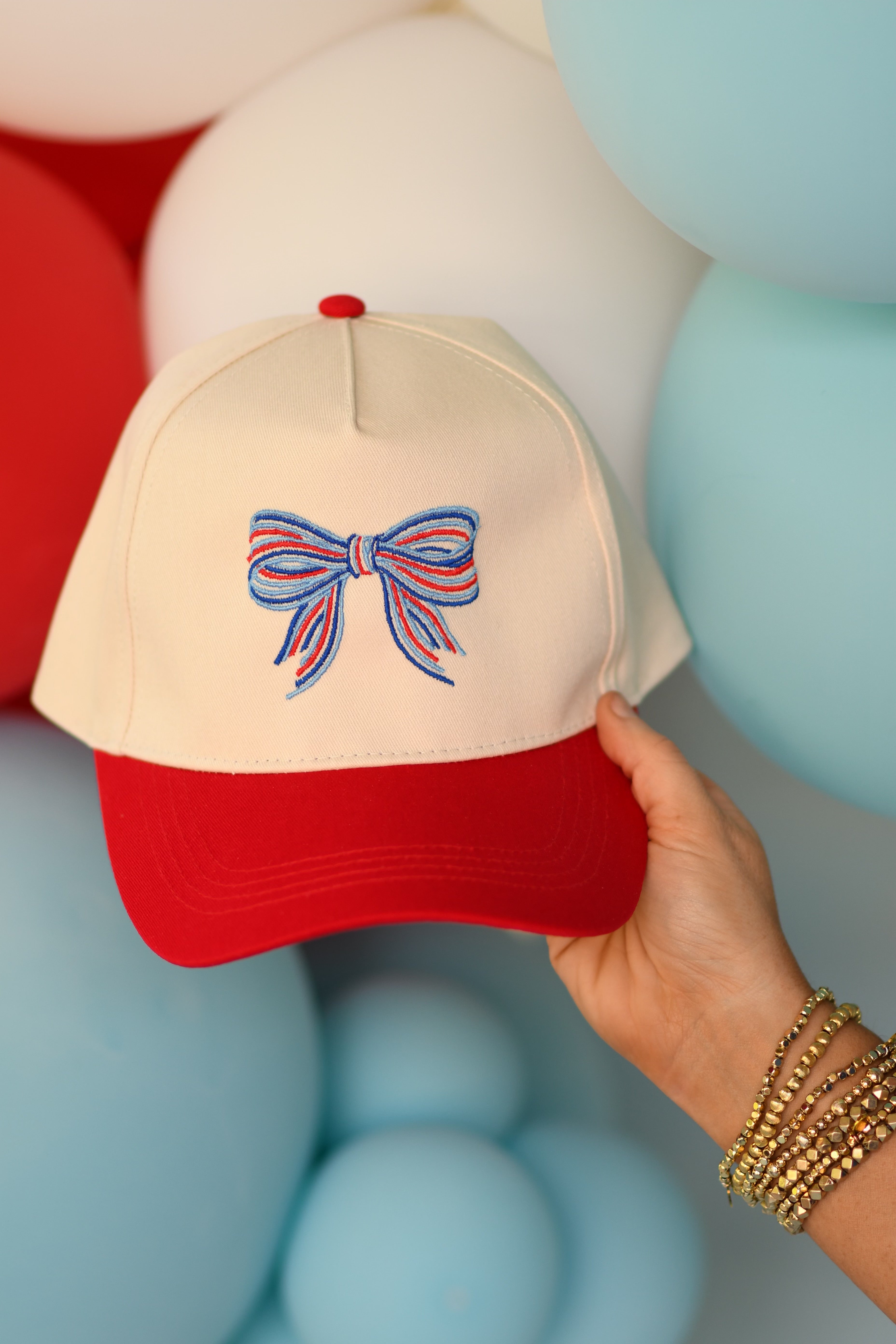 Red Patriotic Bow Hat