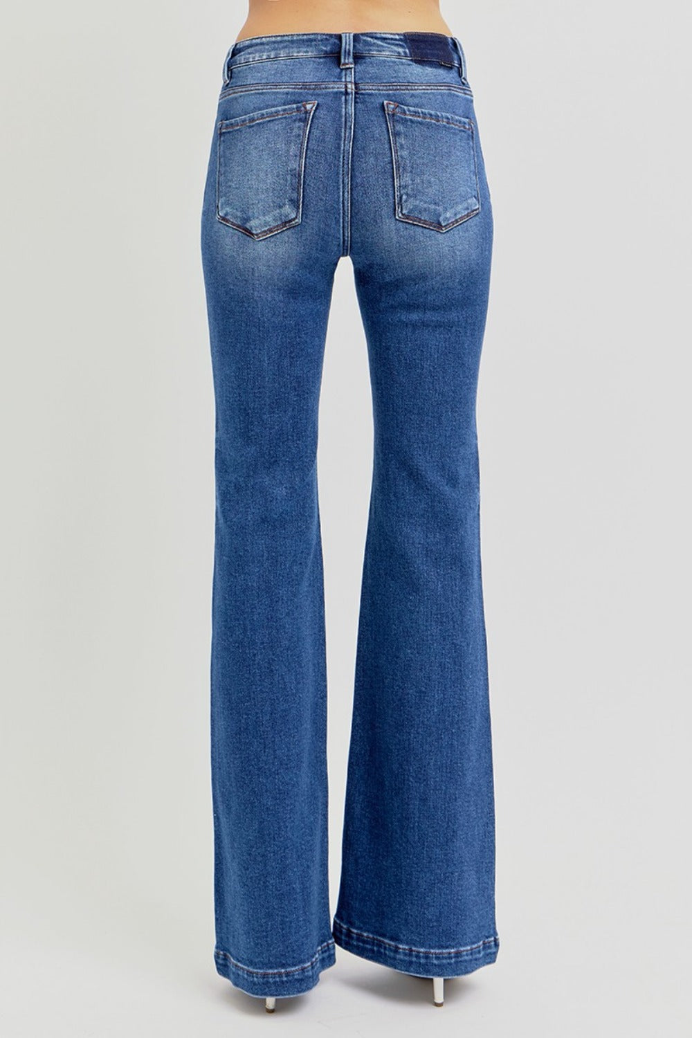 Bottoms RISEN Full Size Low Rise Flare Jeans with Pockets