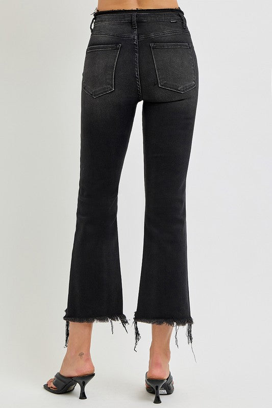 RISEN Full Size Raw Hem Cropped Flare Jeans