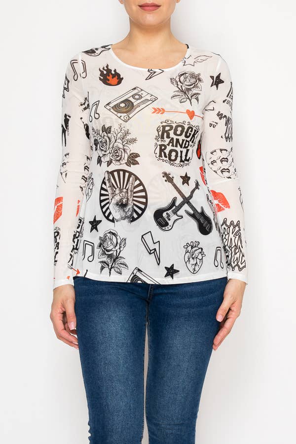 White Rock N Roll Mesh Top