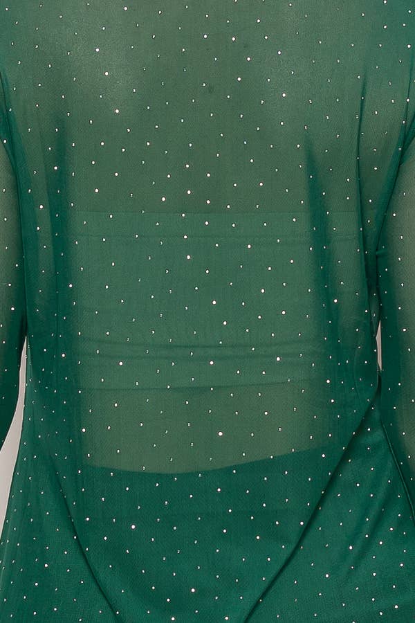 Sparkly Sheet Mesh Top – 4847 GREEN: GREEN / 2XL