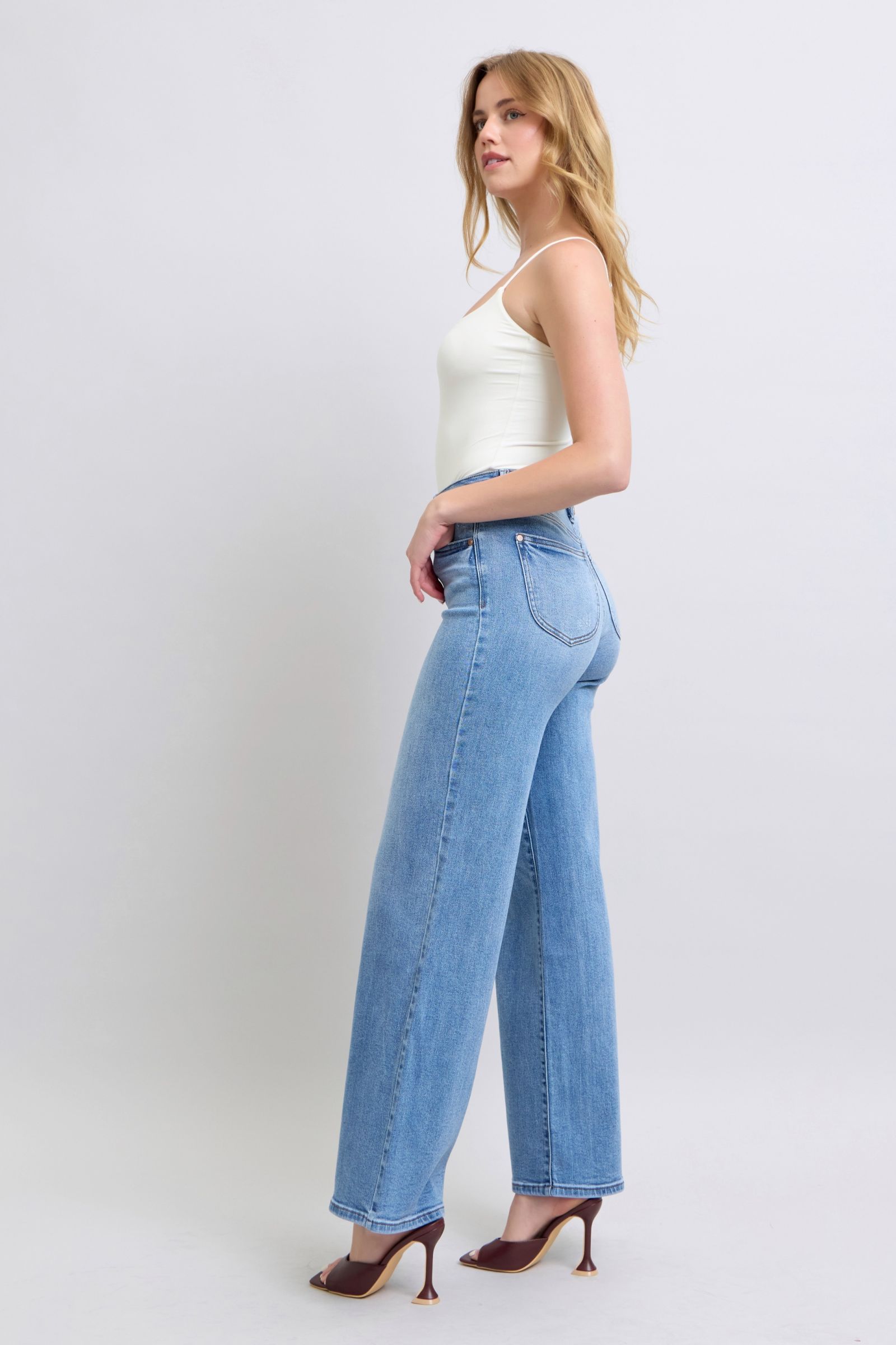 Bottoms Judy Blue Full Size Wide Leg Jeans with Pockets