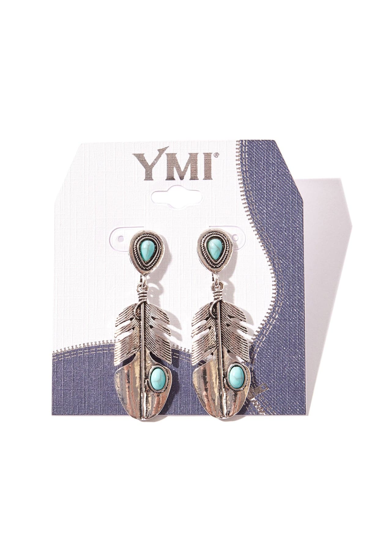 Turquoise Feather Earrings