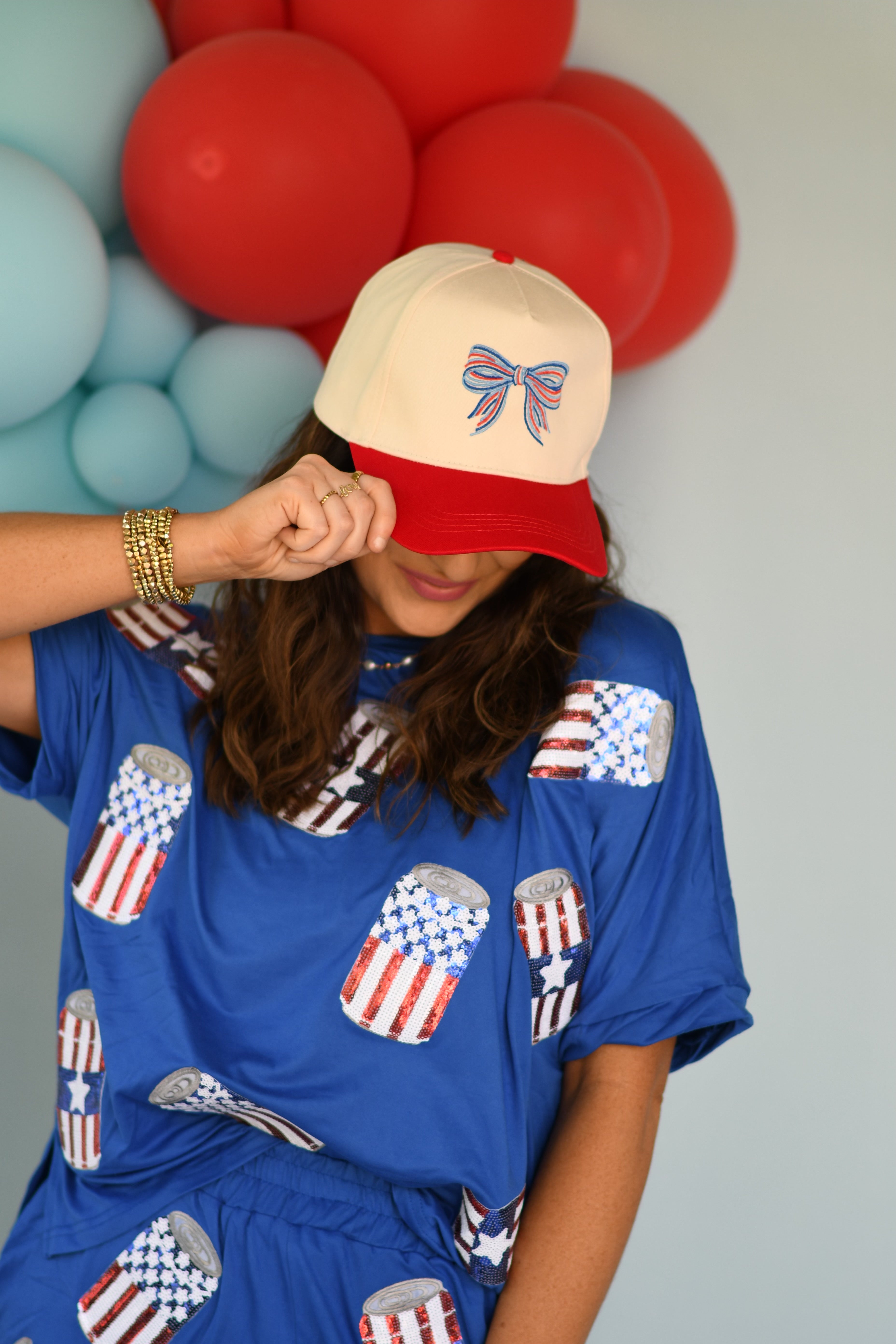 Red Patriotic Bow Hat