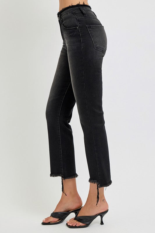 RISEN Full Size Raw Hem Cropped Flare Jeans