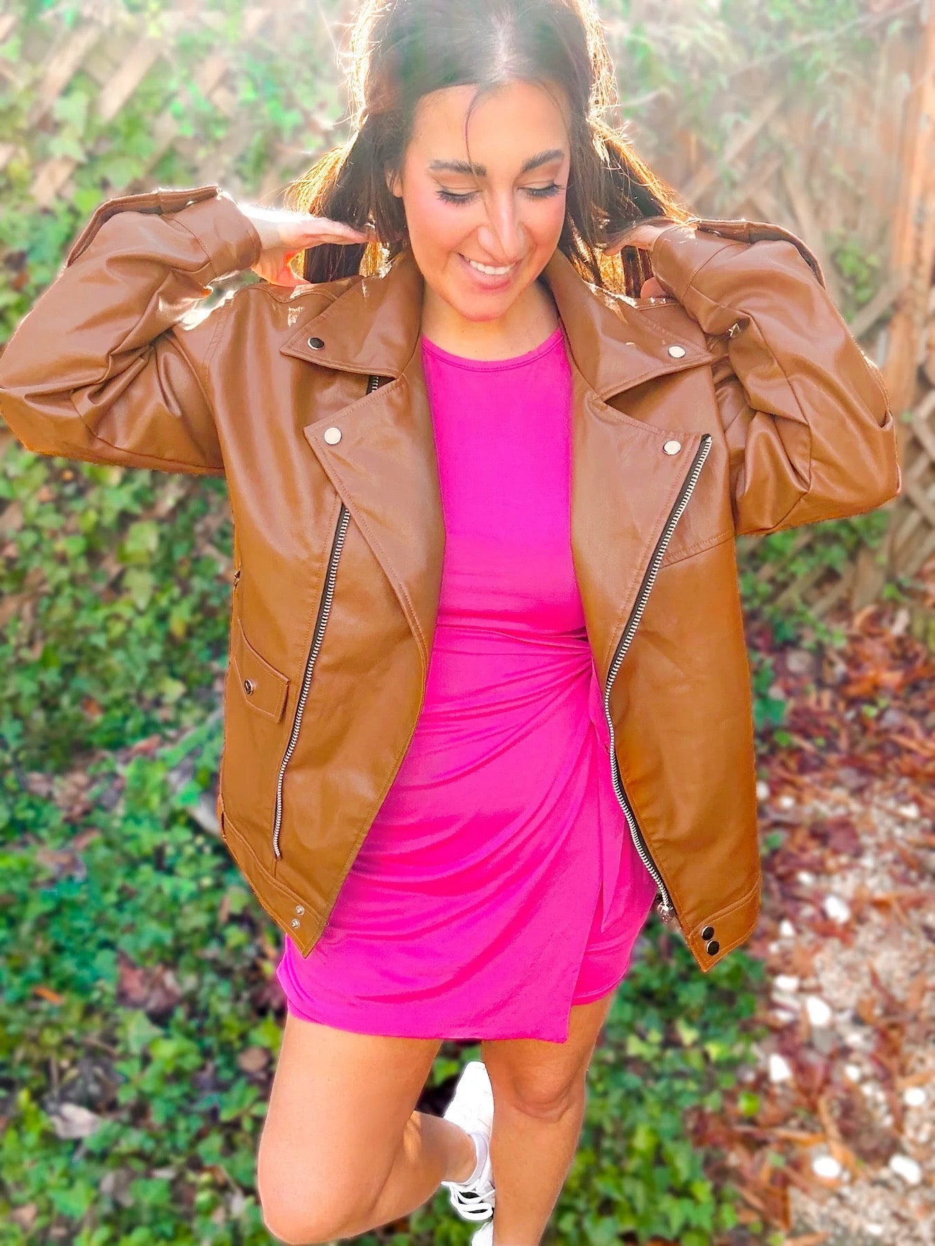 Ollie Oversized Vegan Leather Biker Jacket - Girl Code Couture