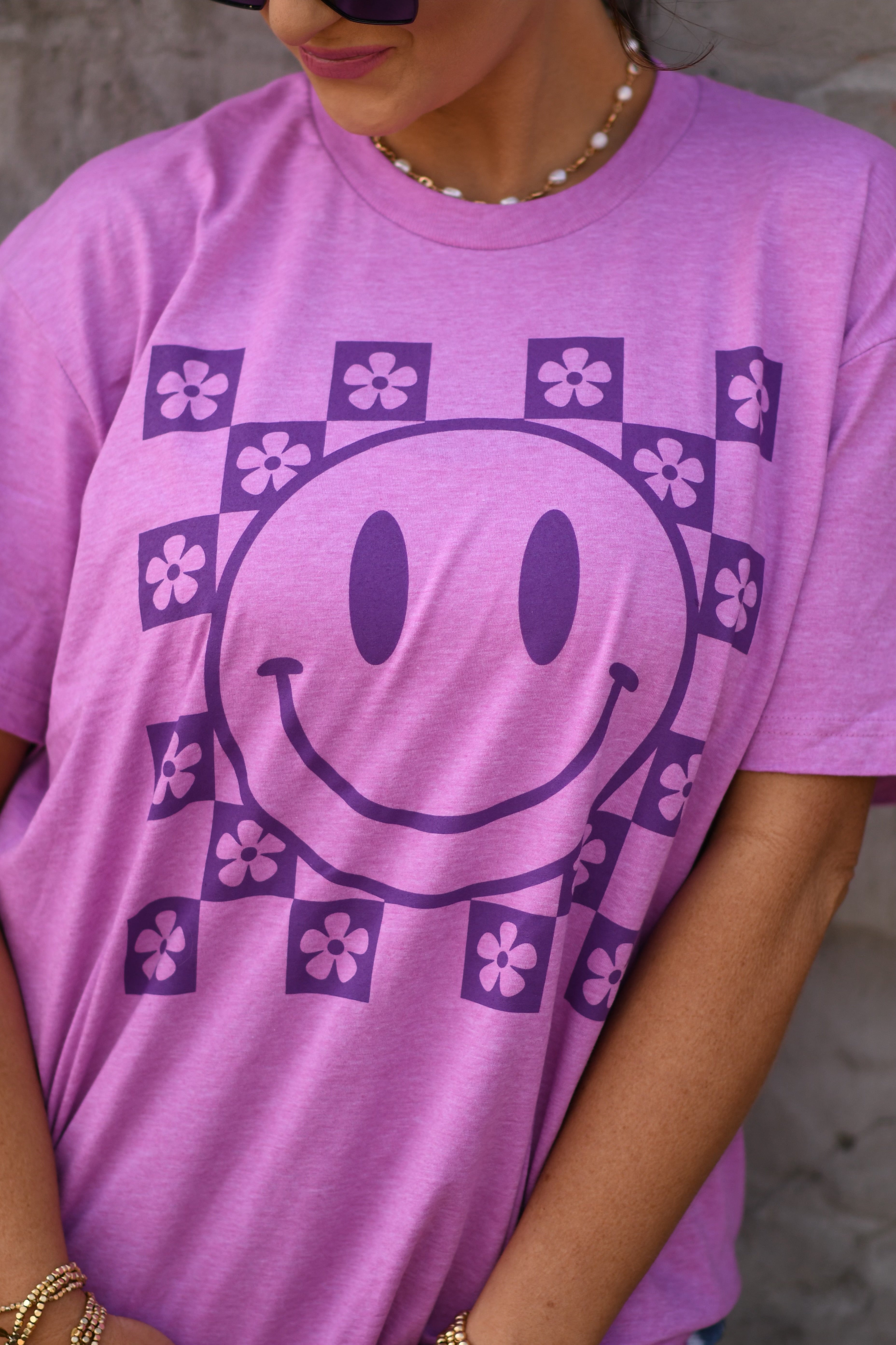 Purple Smiley Flowers Tee