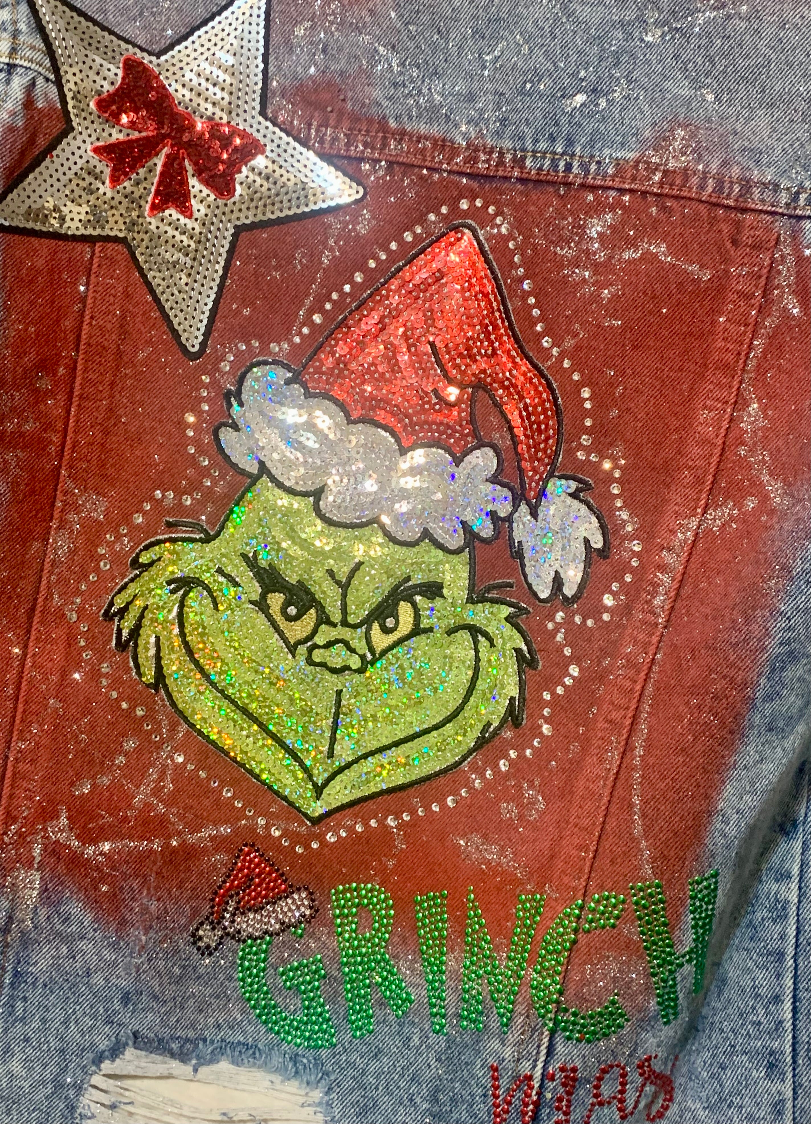 Merry Mean One “The Grinch” Denim Custom Jacket