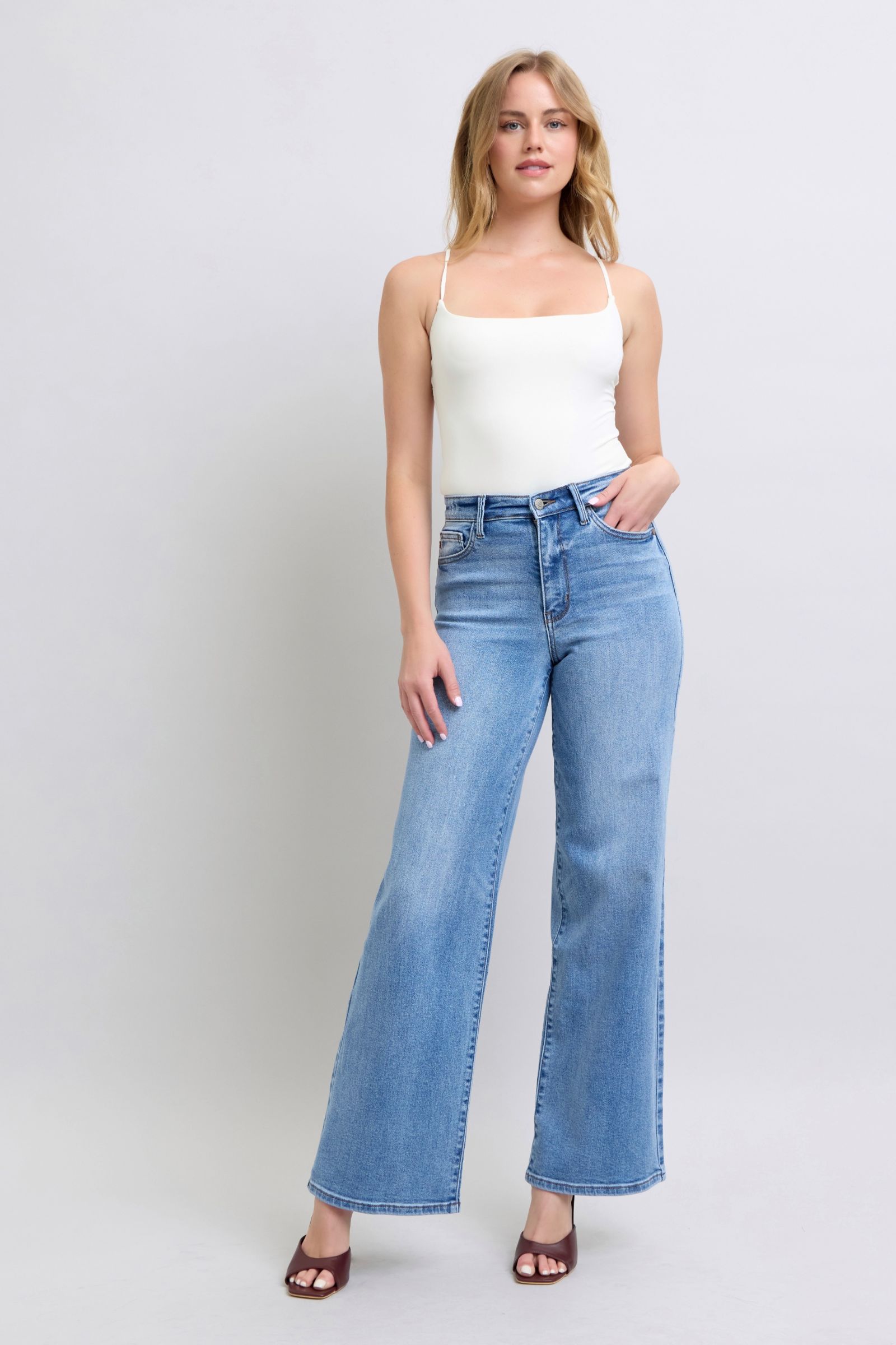 Bottoms Judy Blue Full Size Wide Leg Jeans with Pockets