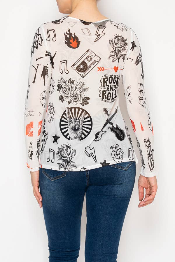 White Rock N Roll Mesh Top