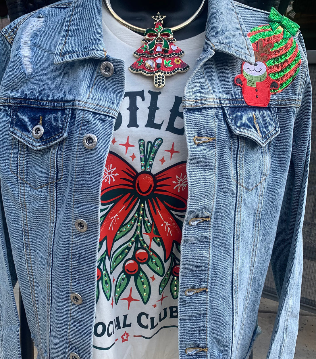 Jolly Vibes Only - Santa Denim Custom Jacket