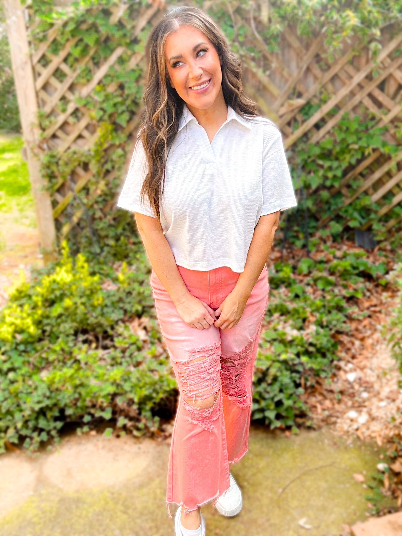 Rory Ribbed Cropped Tennis Tee - Girl Code Couture