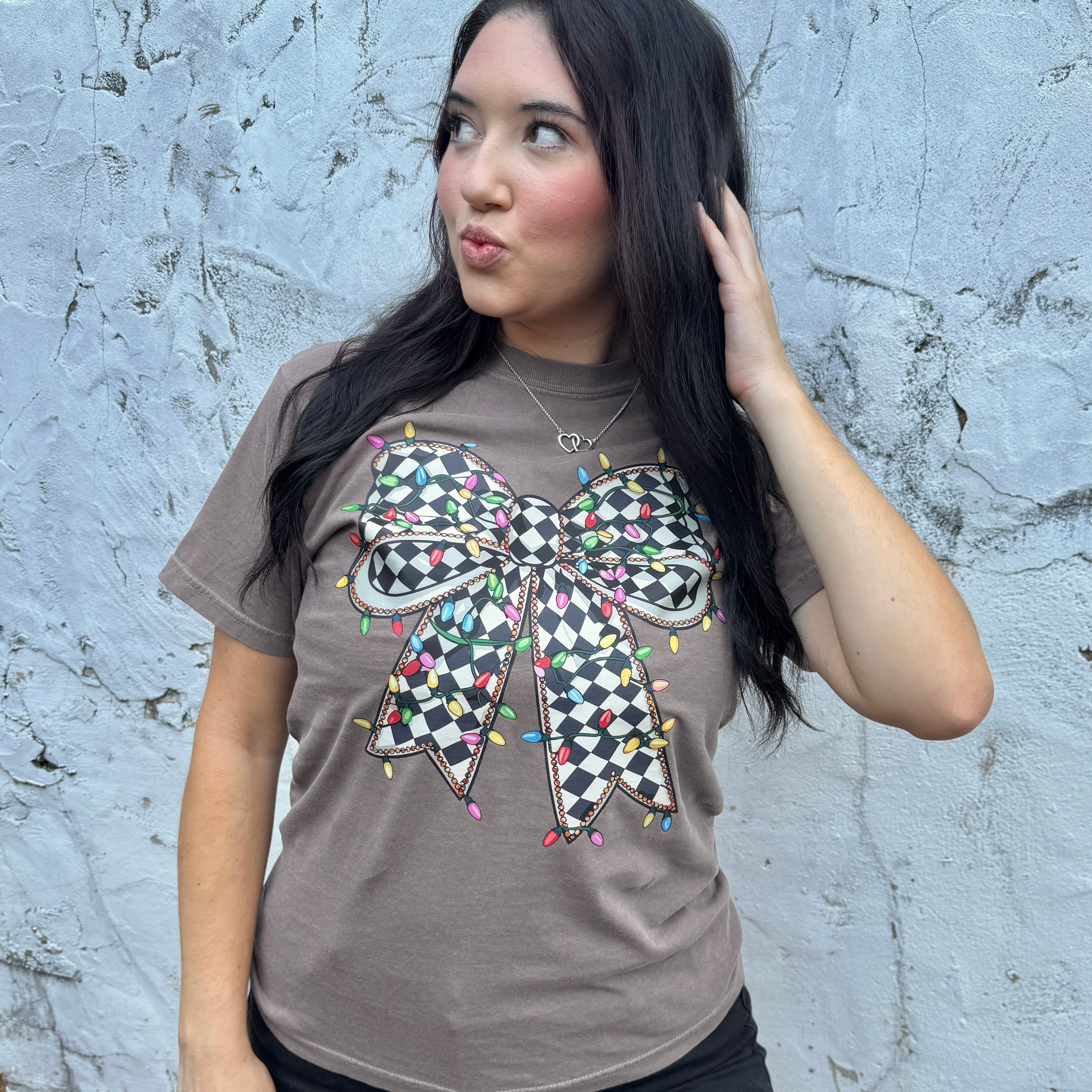 Christmas Lights Bow Graphic Tee