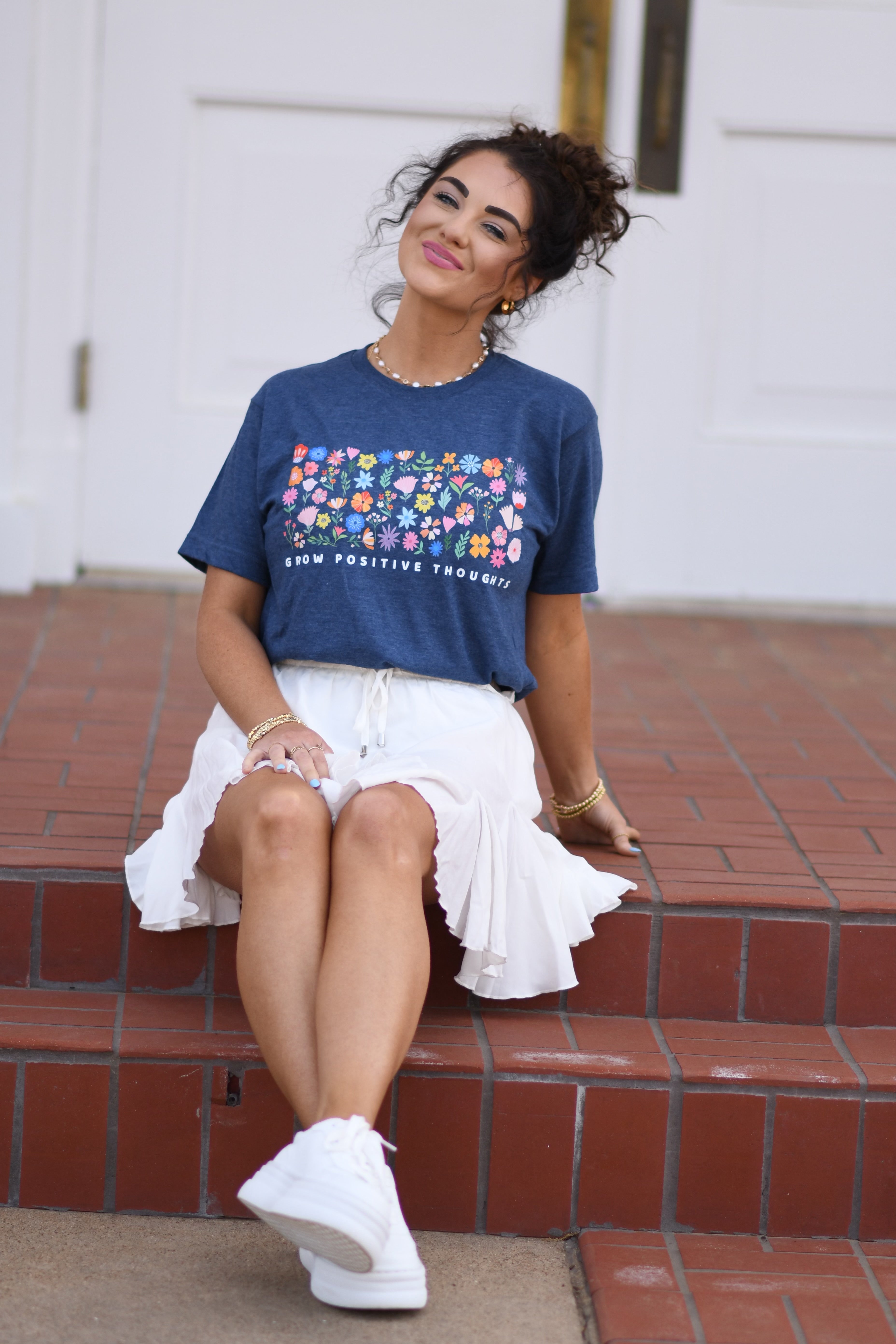 Grow Positive thoughts Floral Tee