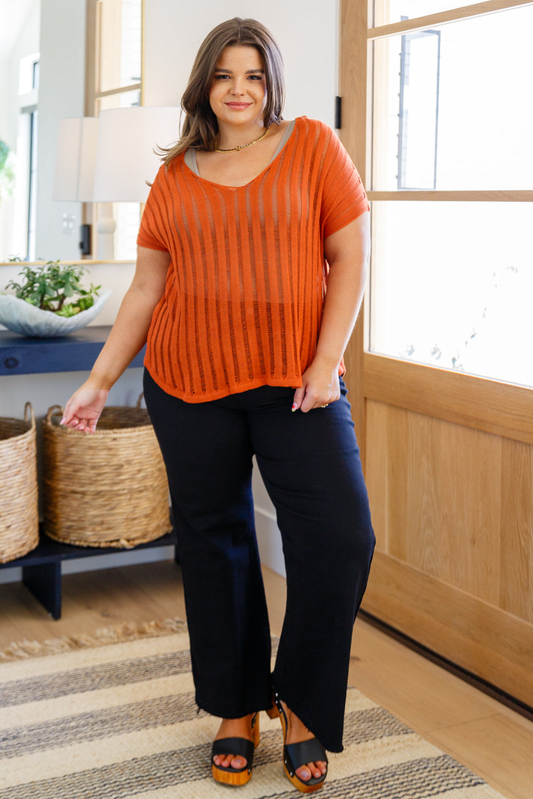 Denim August High Rise Wide Leg Crop Jeans in Black