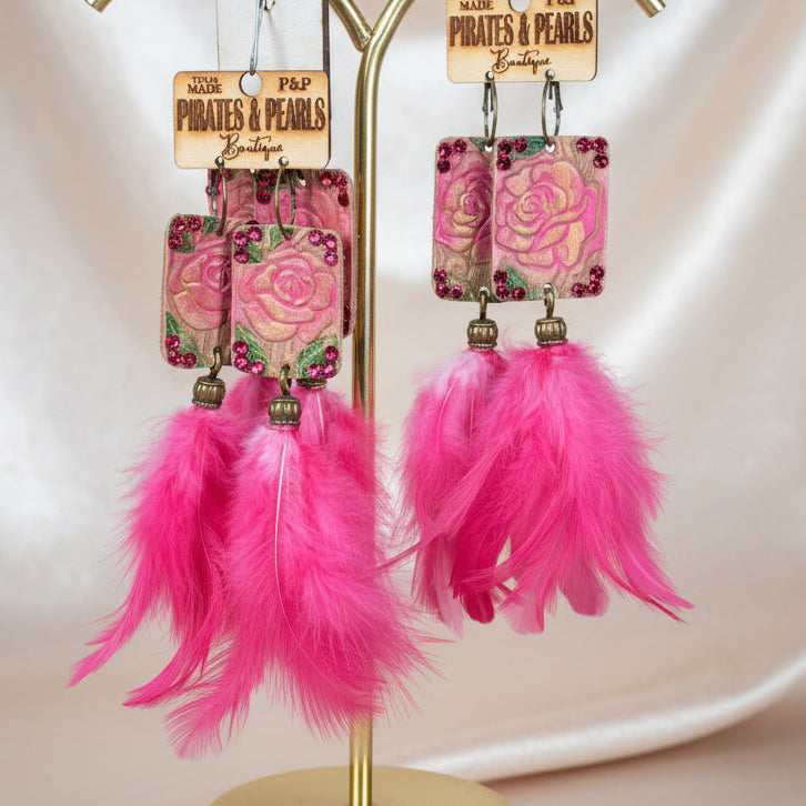 Rosé Feather Luxe Earrings