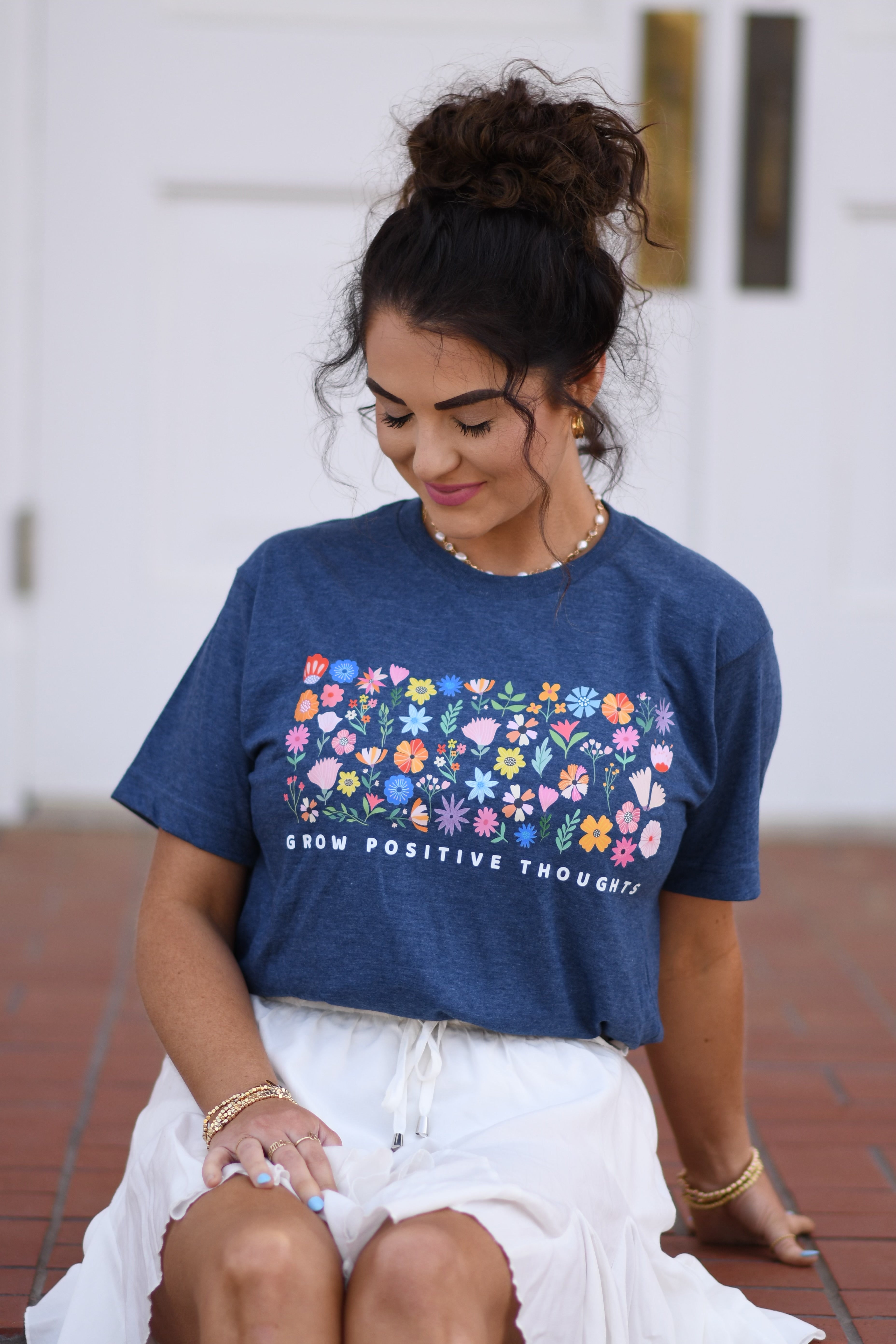 Grow Positive thoughts Floral Tee