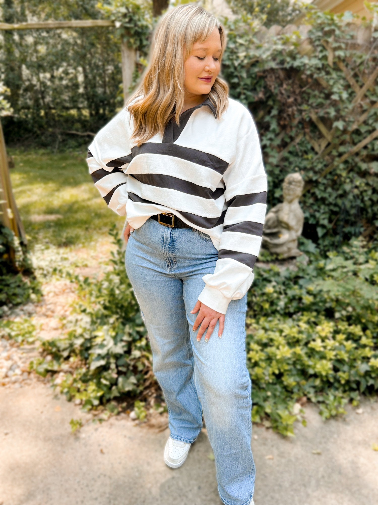 Jordan Jacquard & Striped Pullover - Girl Code Couture