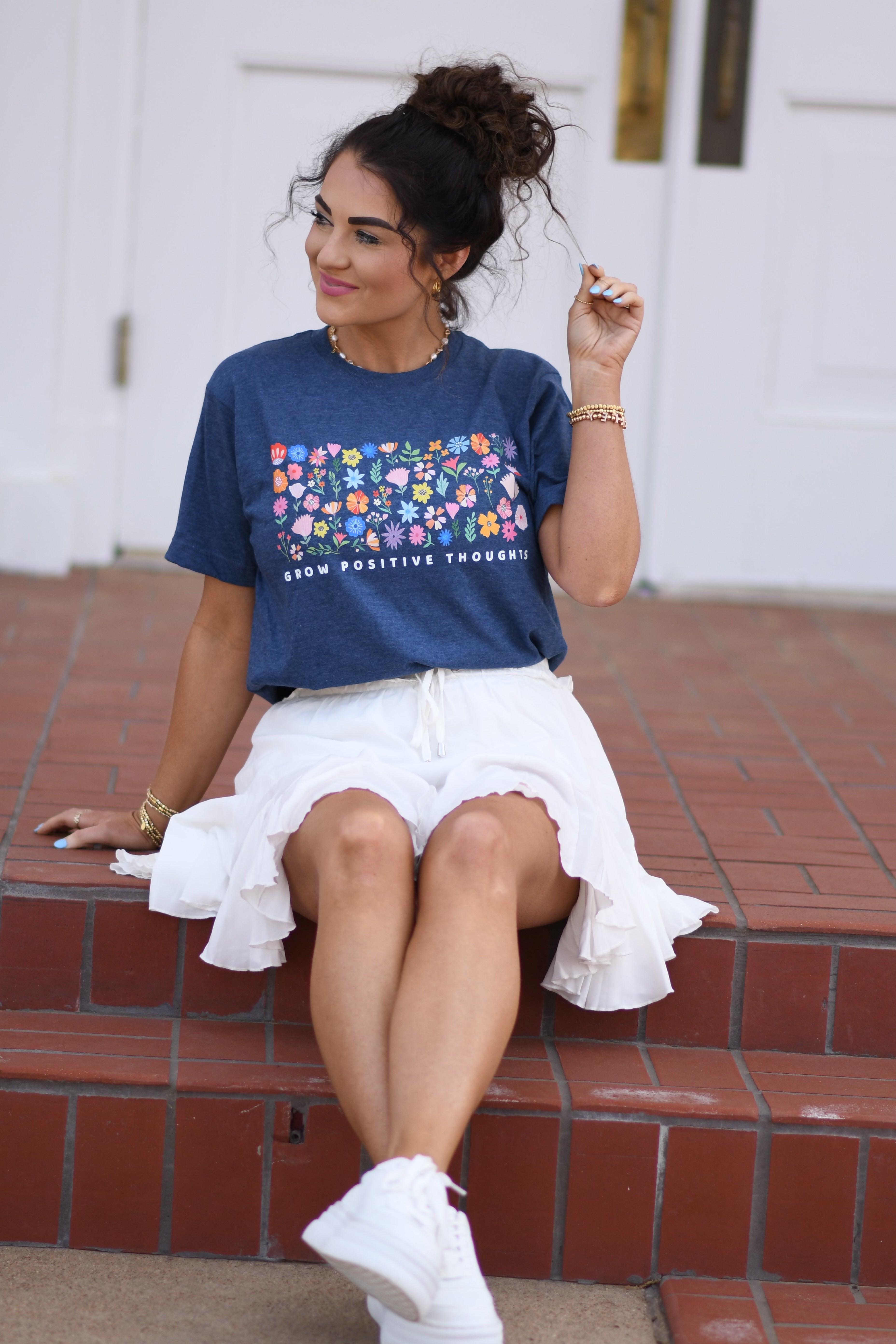 Grow Positive thoughts Floral Tee