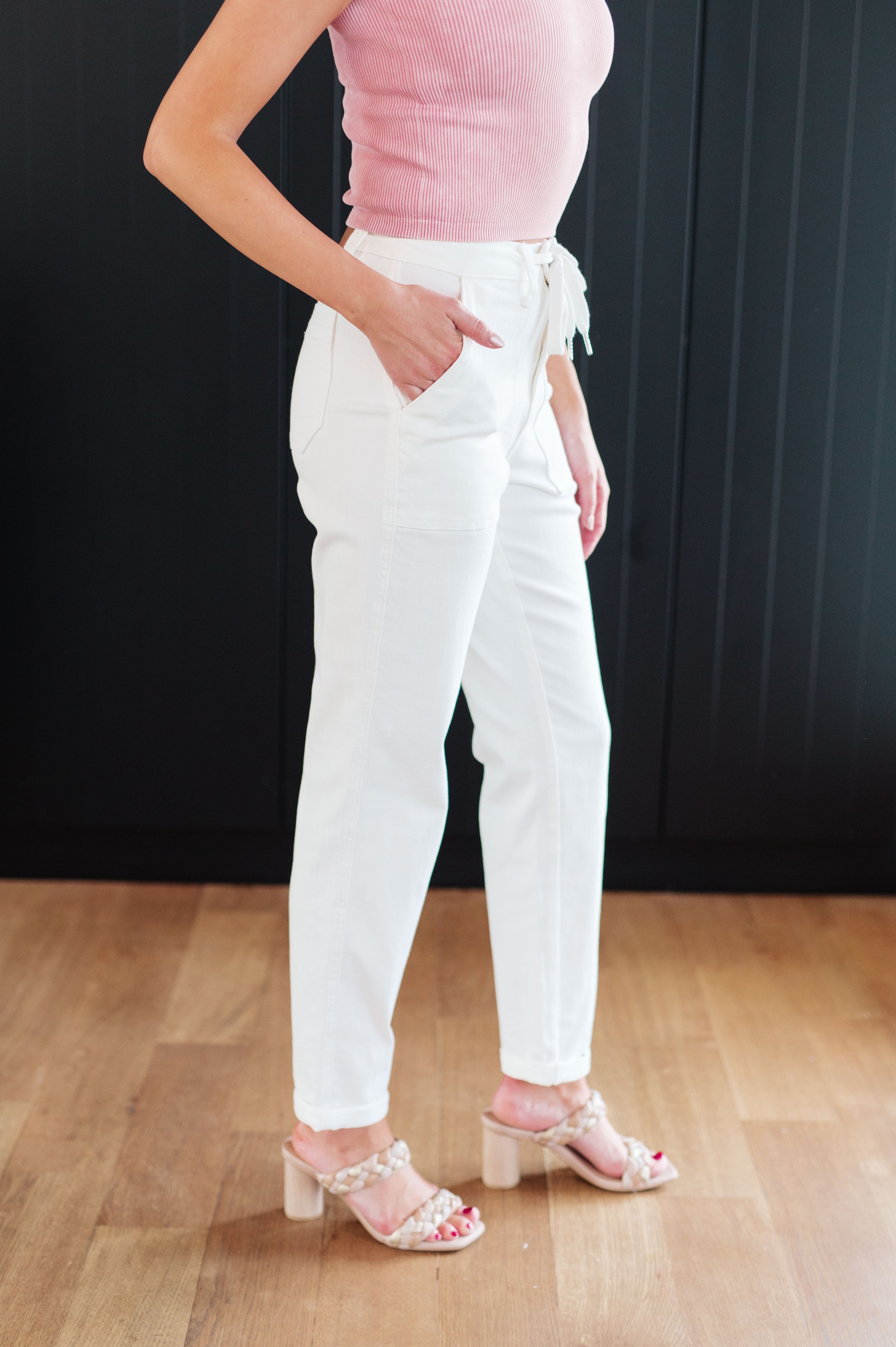 Denim Charlene High Rise Jogger in Ecru