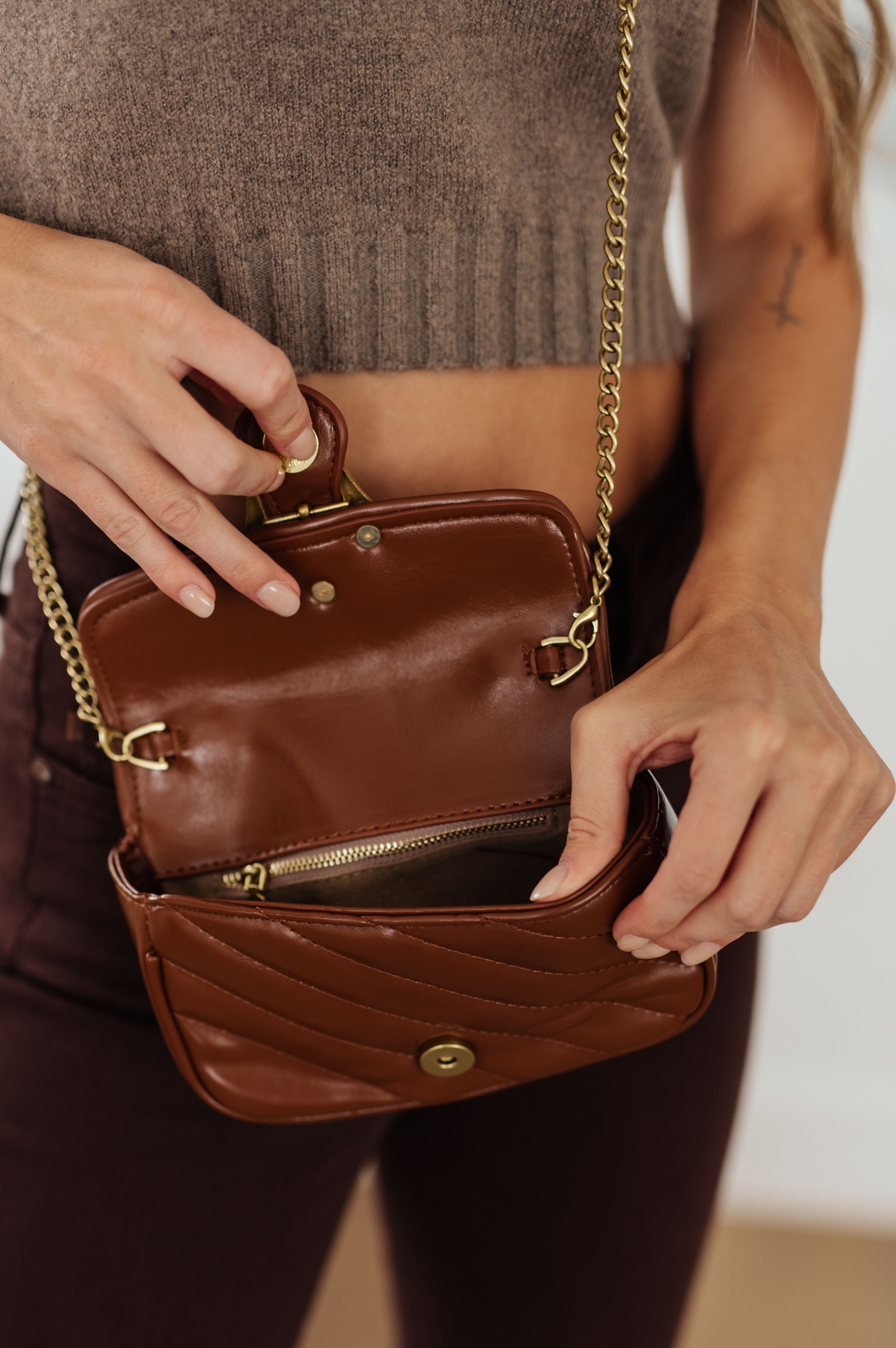 Accessories Classic Beauty Quilted Clutch in Brown