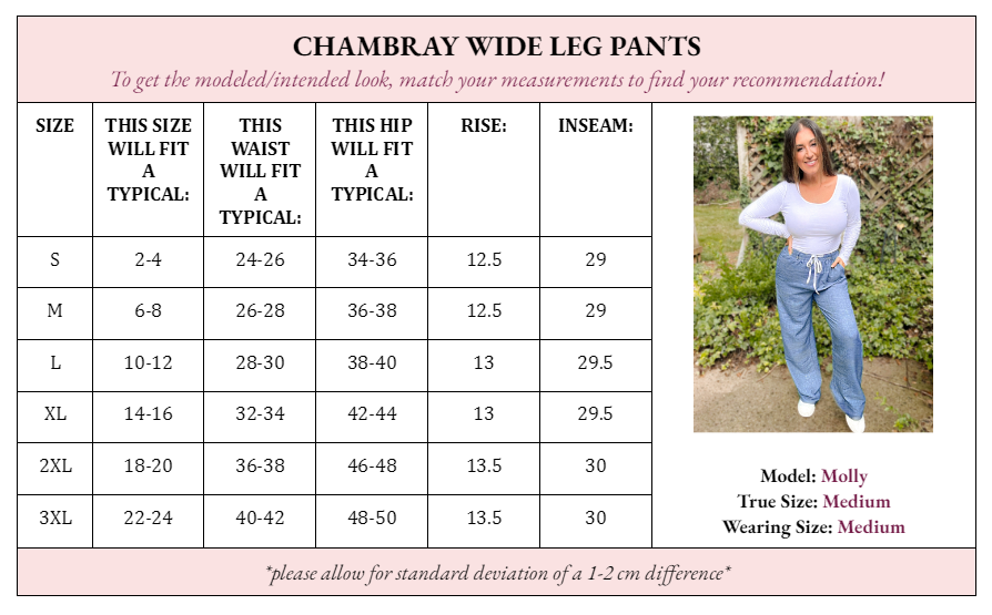 bottoms Cora Chambray Wide Leg Pant