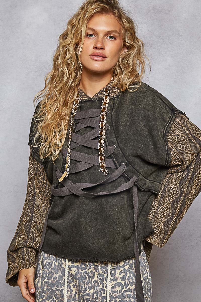 POL Rebel Lace-Up Top