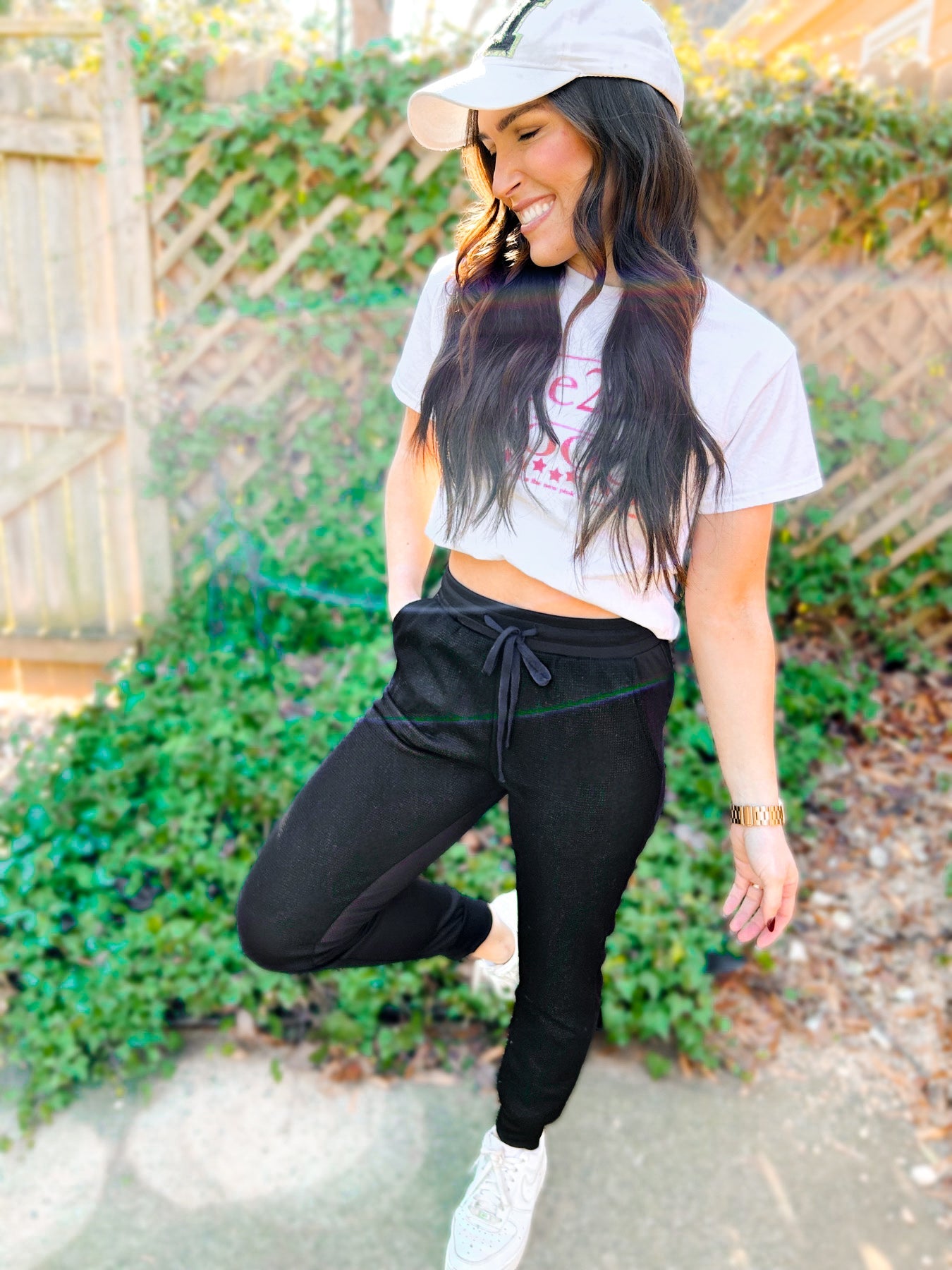 Tommy Two Tone Waffle Front Joggers - Girl Code Couture