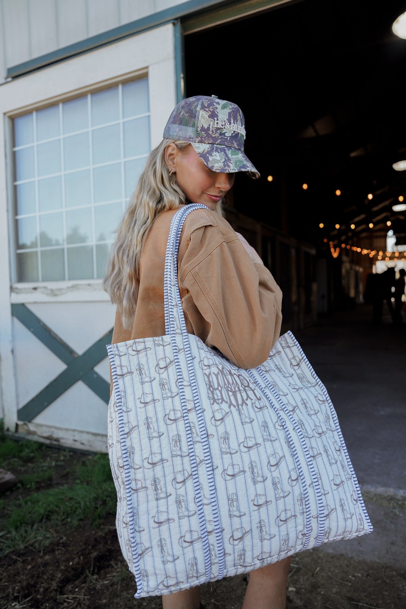 Western Blues Quilted Tote Bag