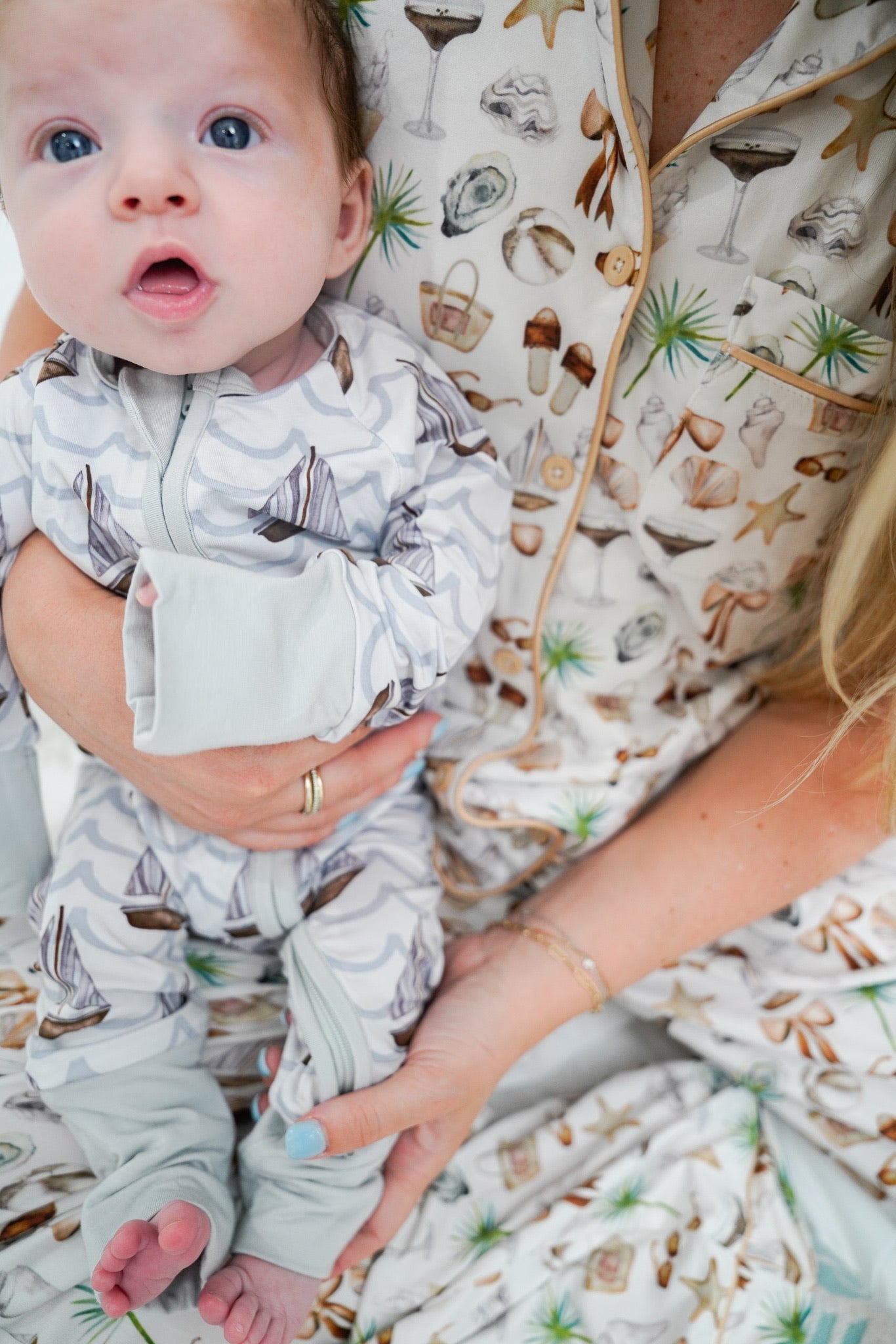 Pajamas Neutral Coastal Cocktail - Short Sleeve + Pant Pajama Set