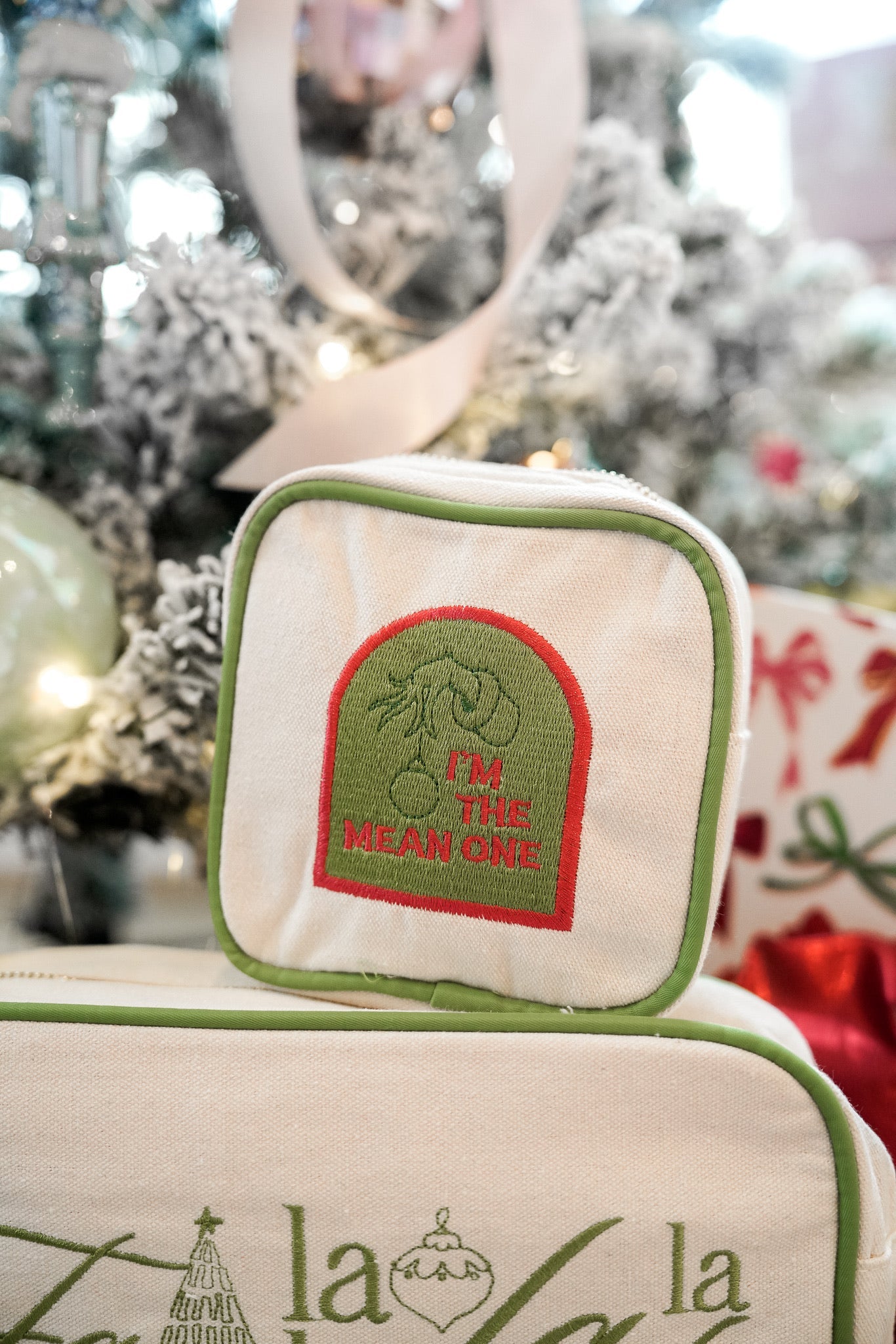 Makeup Bag Im The Mean One - Green Canvas Mini