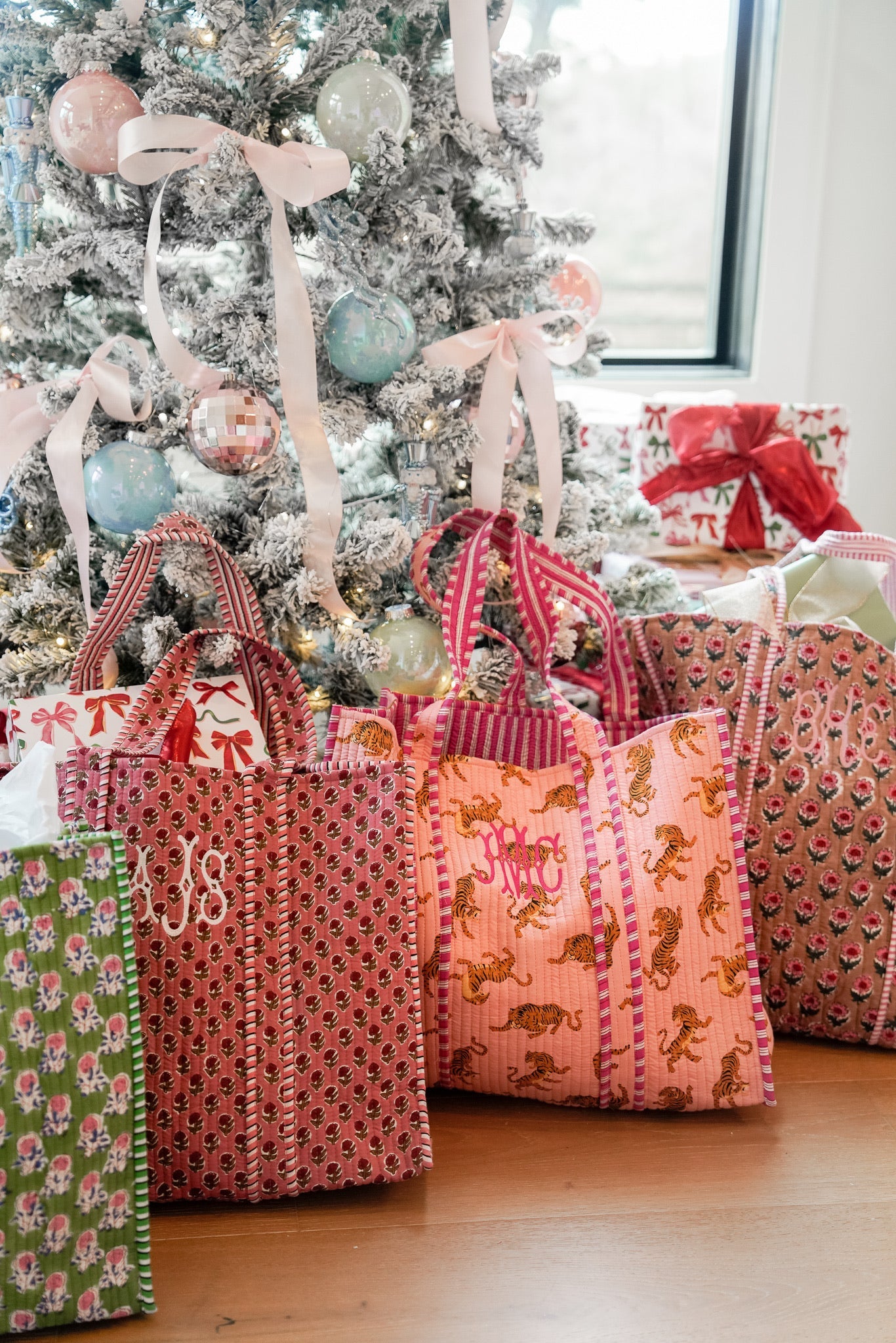Quilted Block-Print Tote Bag