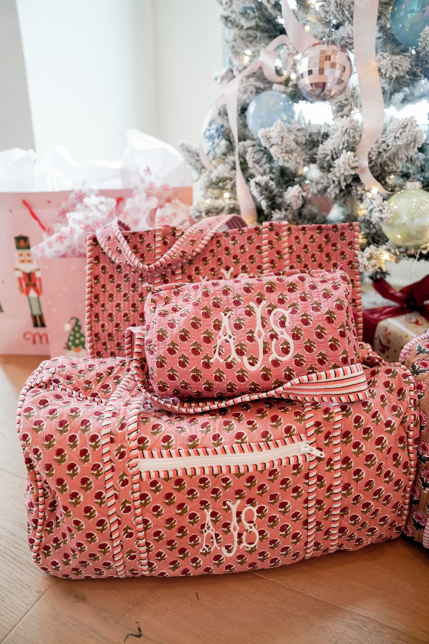 Quilted Block-Print Duffel Bag