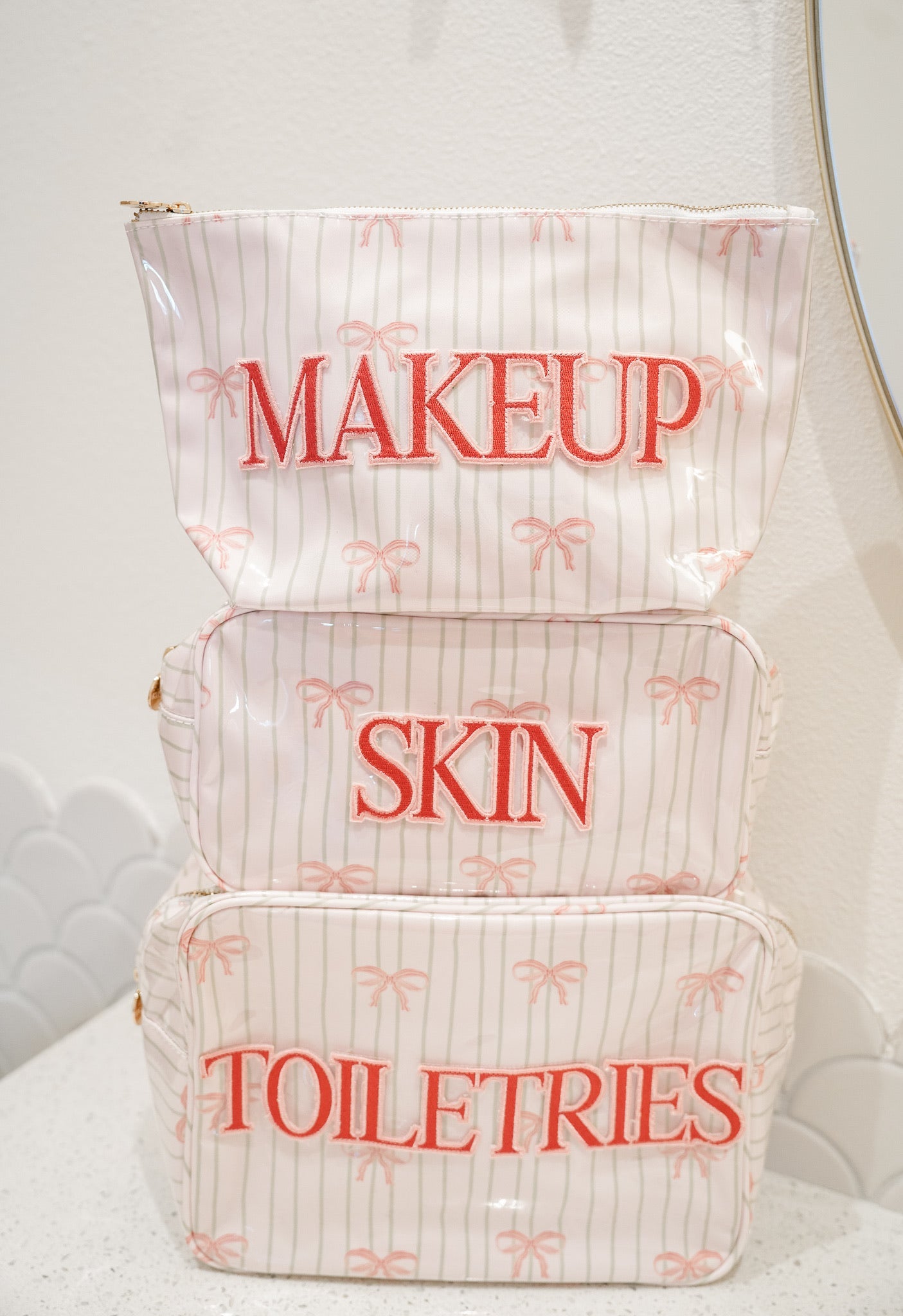 Travel Bag Skin - Pink Ribbons Clear Coat Large Bag