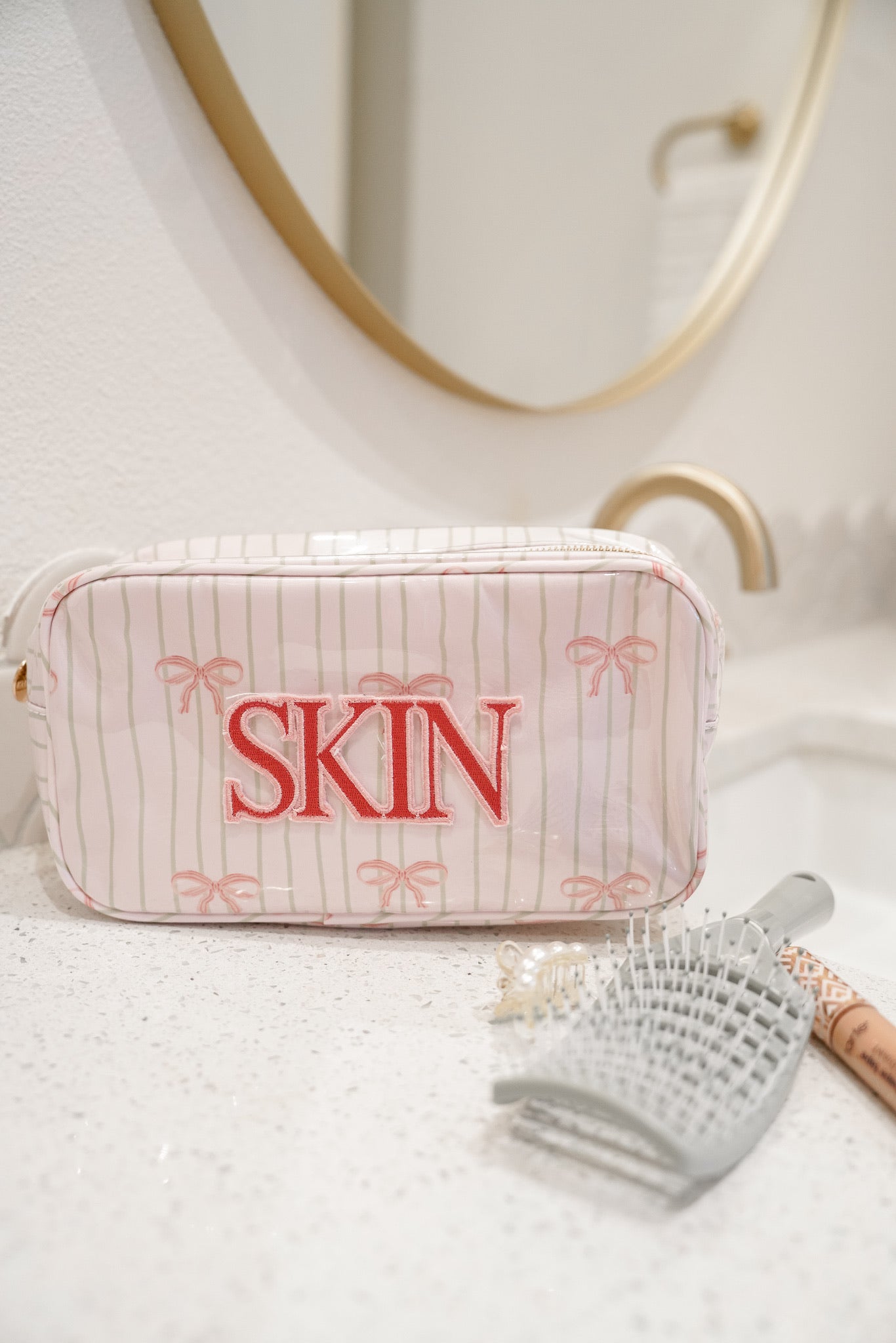 Travel Bag Skin - Pink Ribbons Clear Coat Large Bag