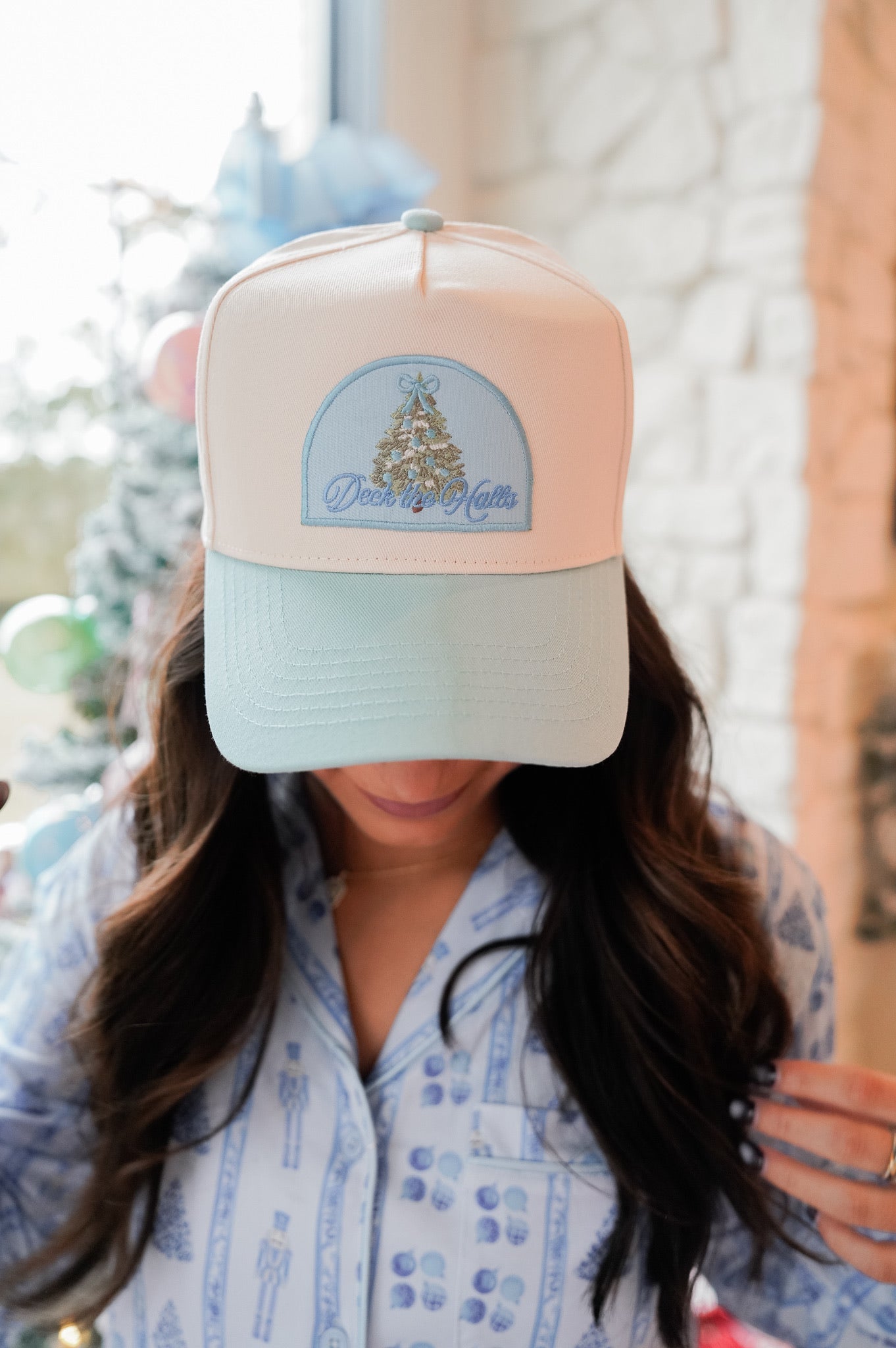 Hat Deck the Halls - Baby Blue Vintage Trucker Hat