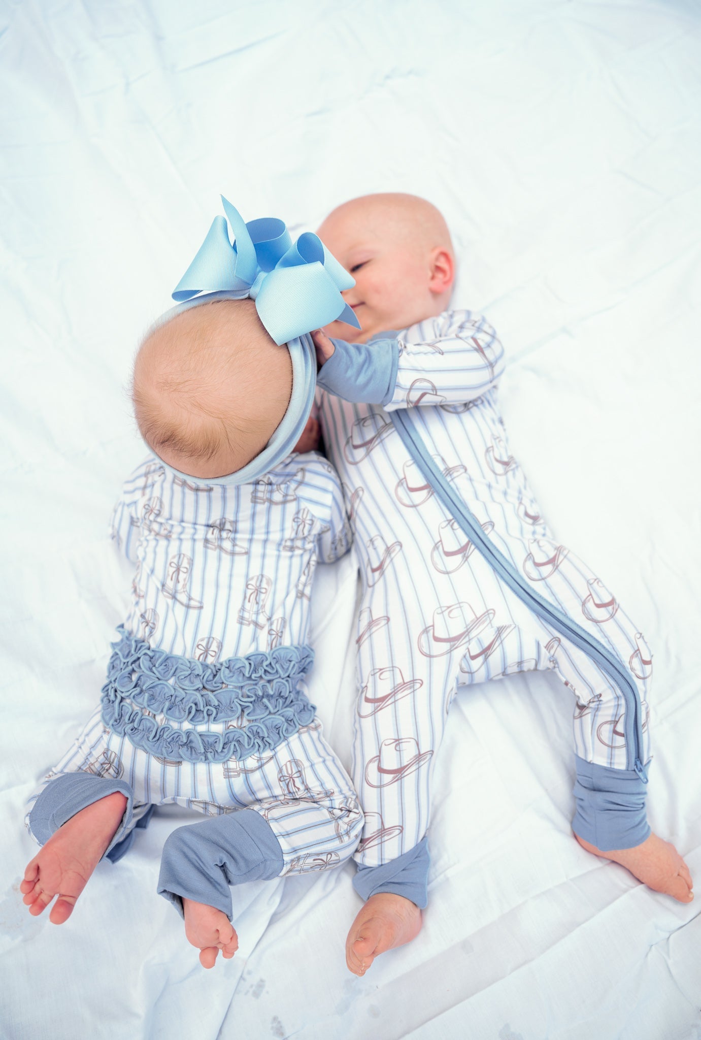 Pajamas Western Blues Striped - Bamboo Sleeper