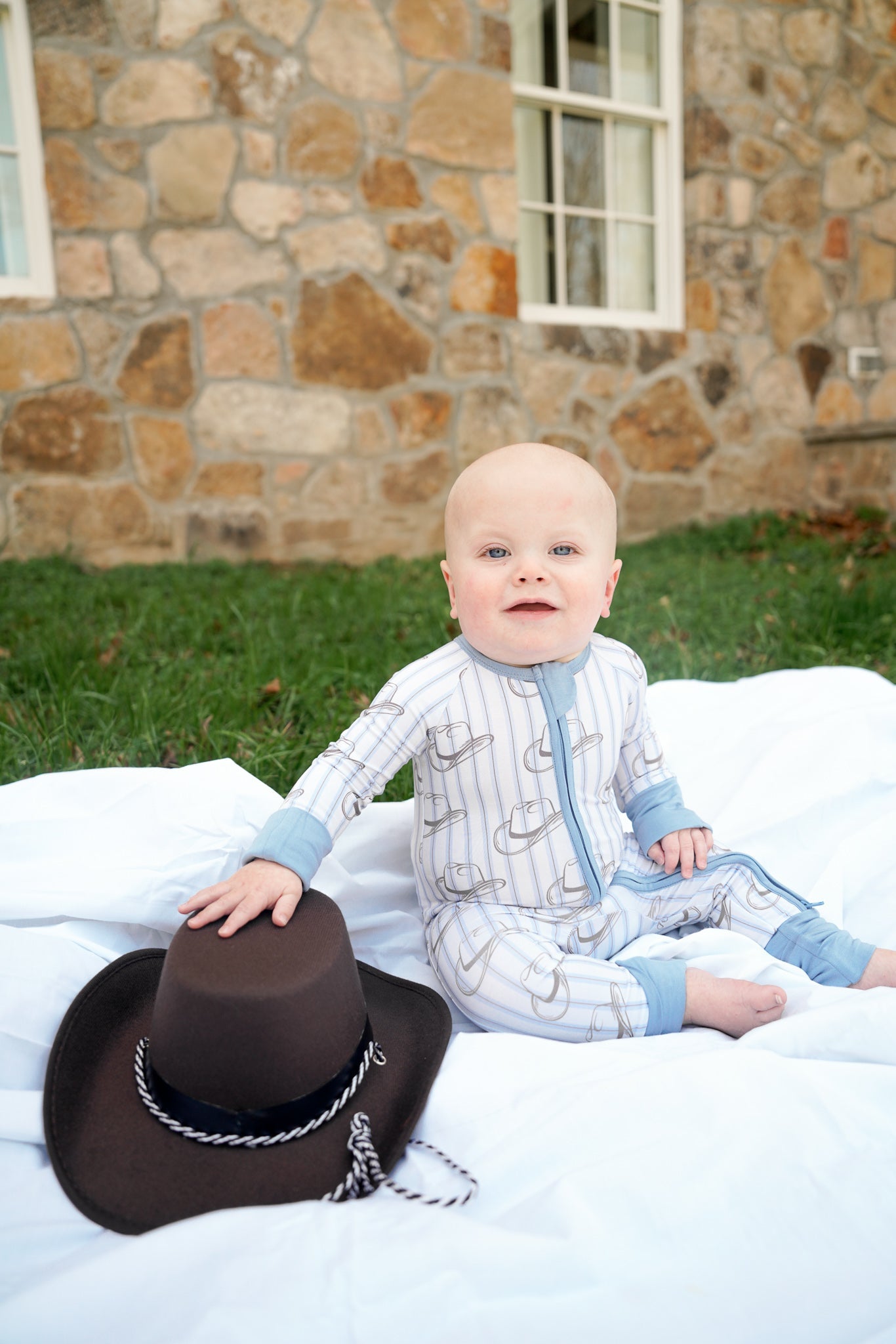 Pajamas Western Blues Striped - Bamboo Sleeper