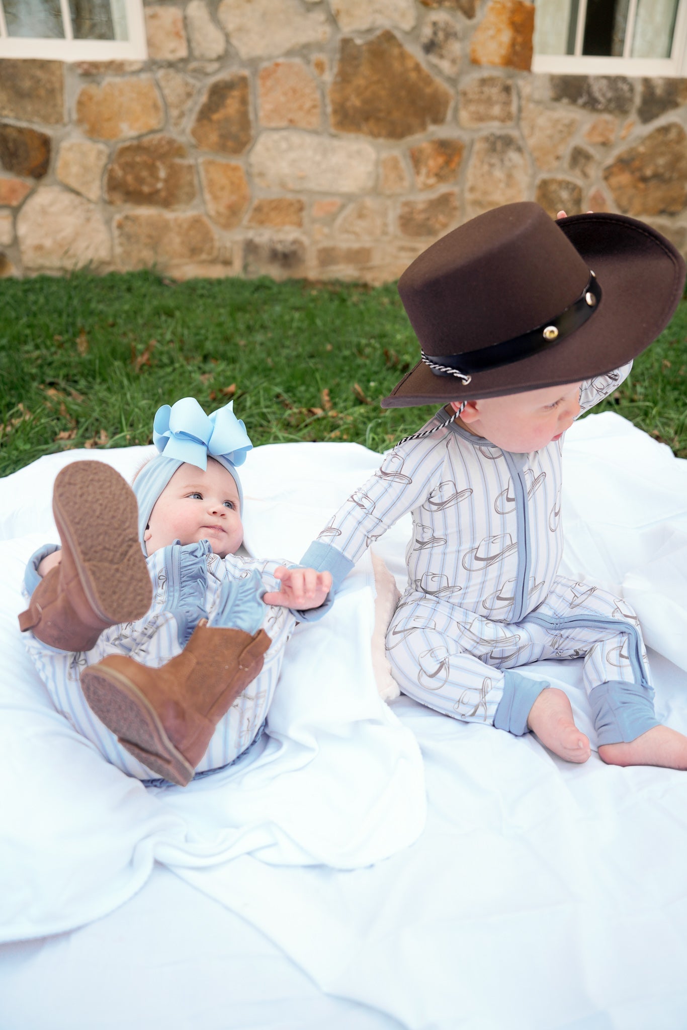 Pajamas Western Blues Striped - Bamboo Sleeper