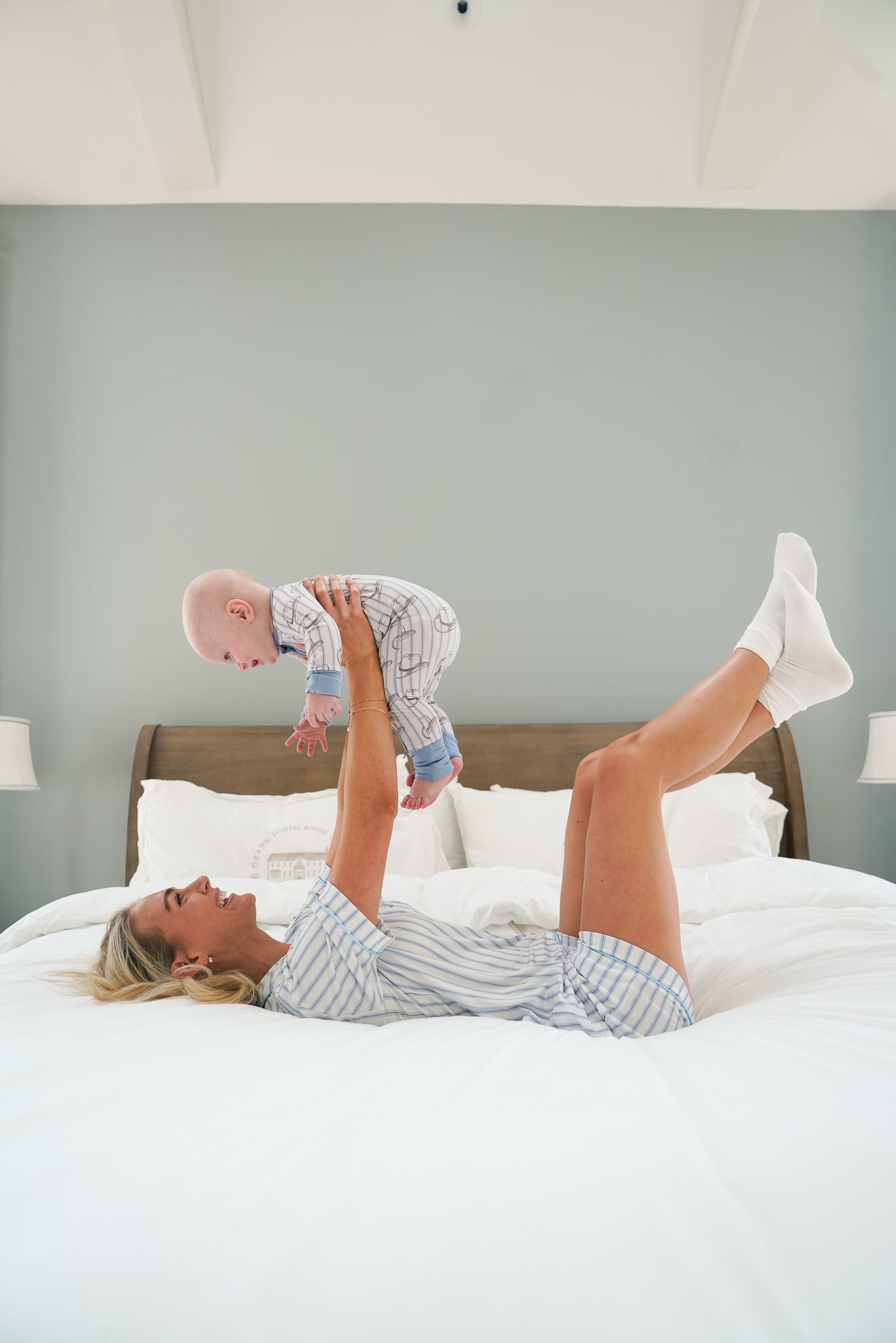 Pajamas Western Blues Striped - Bamboo Sleeper