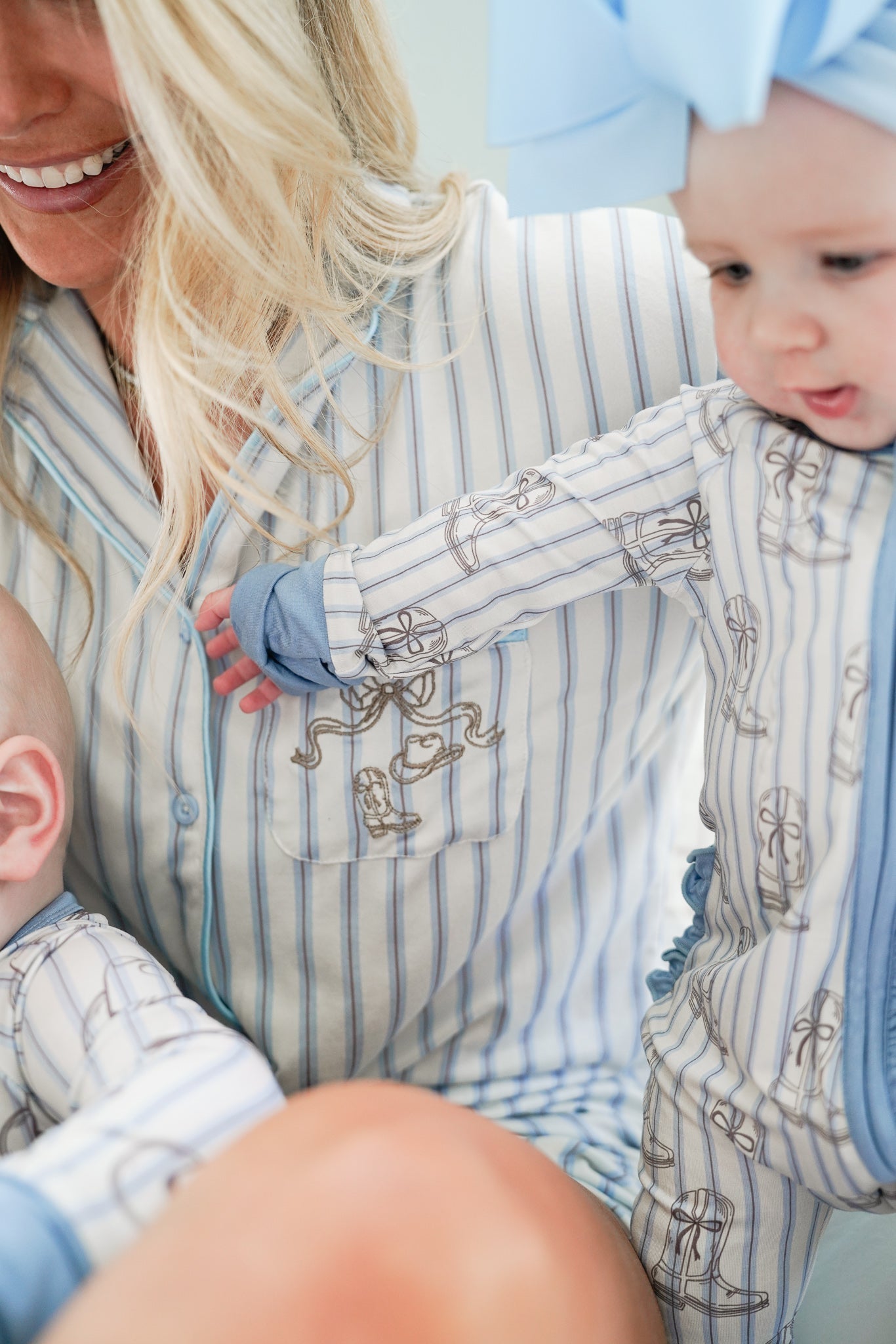 Pajamas Western Blues Striped - Bamboo Sleeper